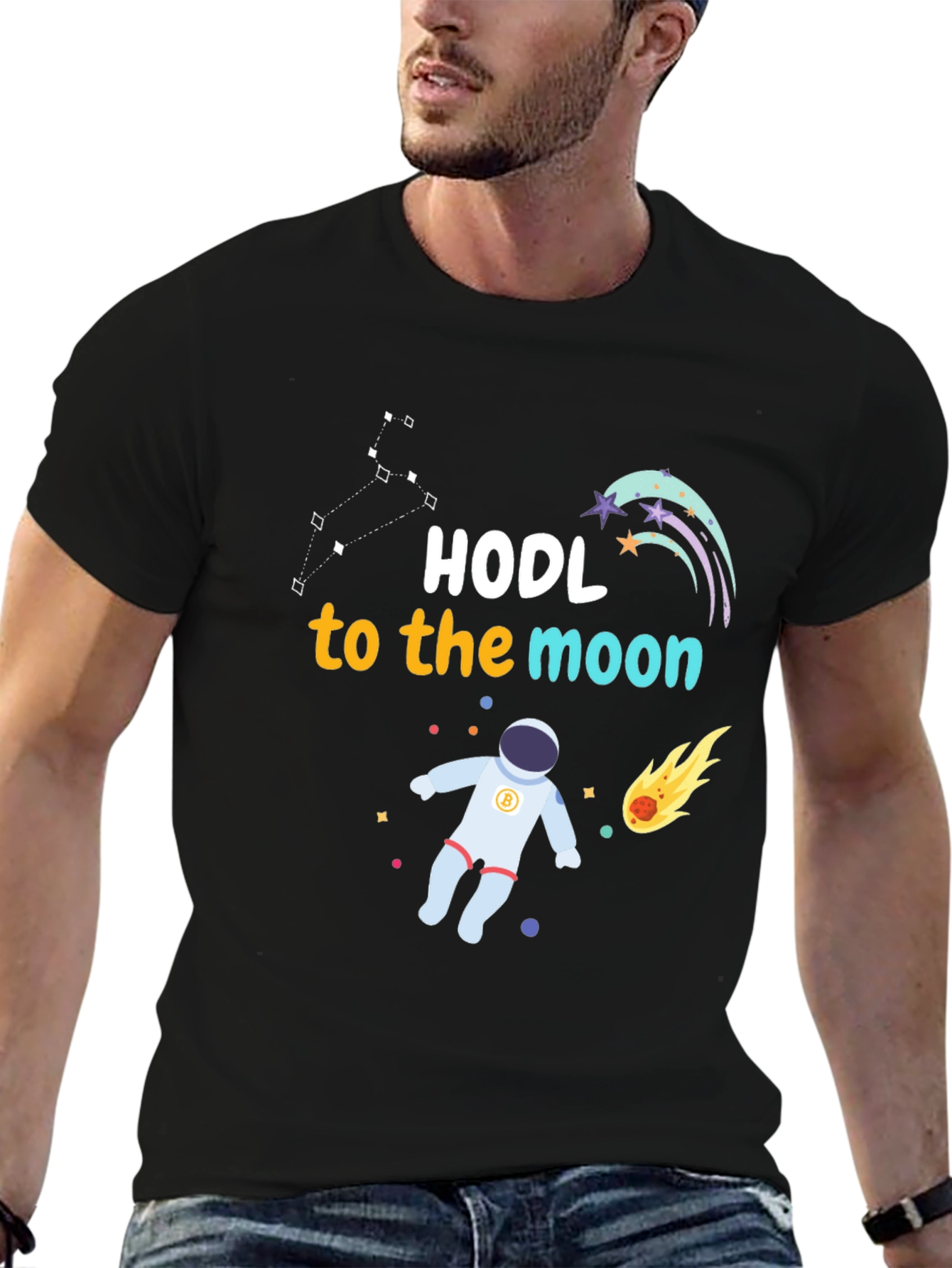 Black HODL to the Moon Graphic Tee - Crypto Astronaut view 6