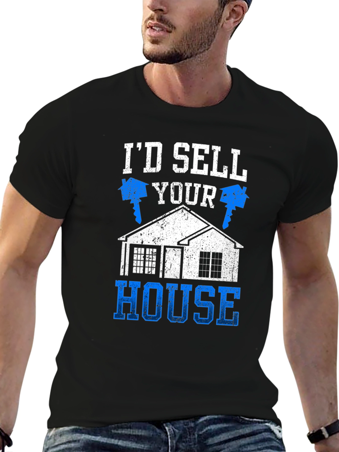 Black Realtor Humor T-Shirt - I'd Sell Your House view 6