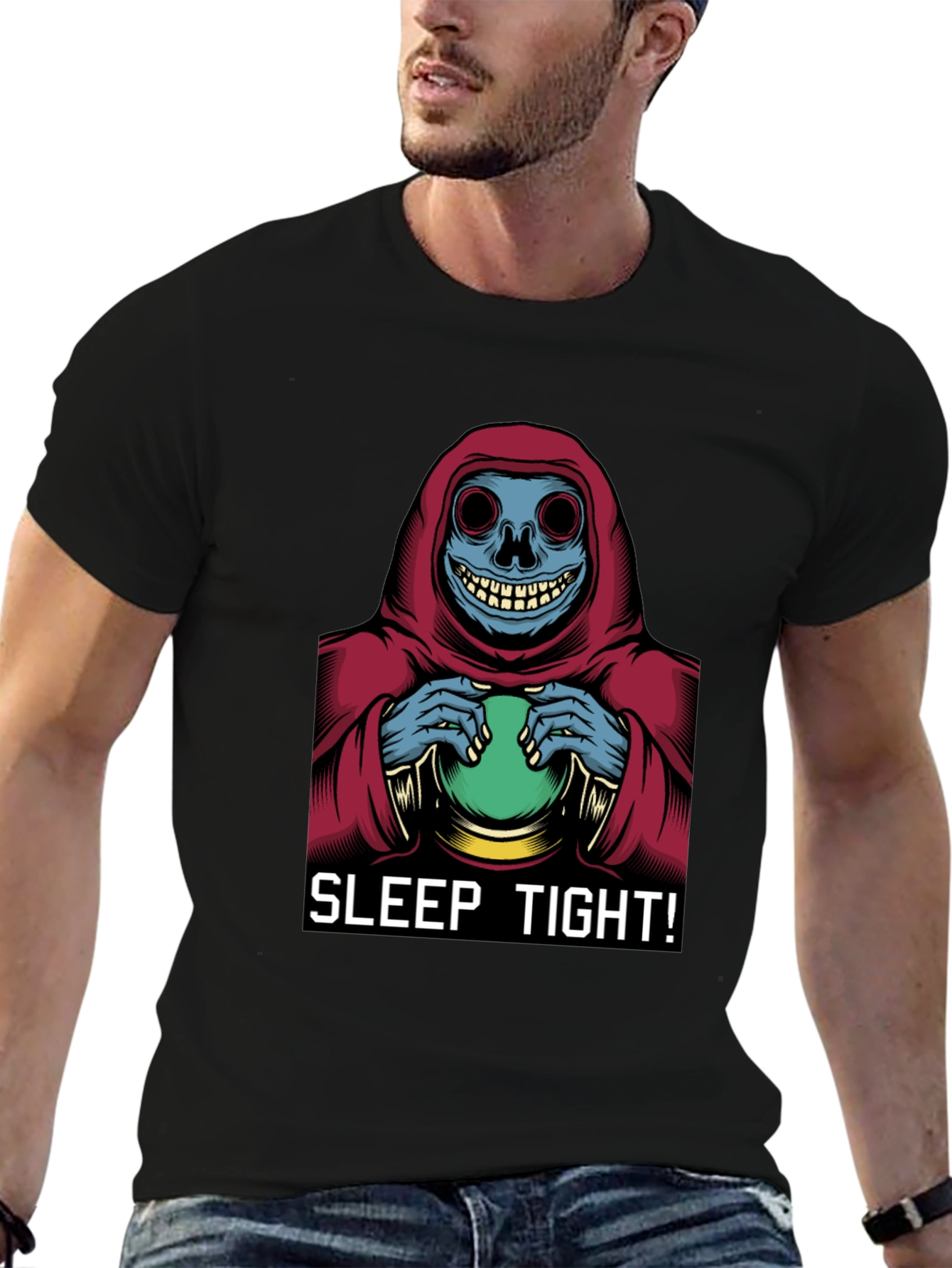 Black Sleep Tight T-Shirt - Grim Reaper Graphic Tee view 6