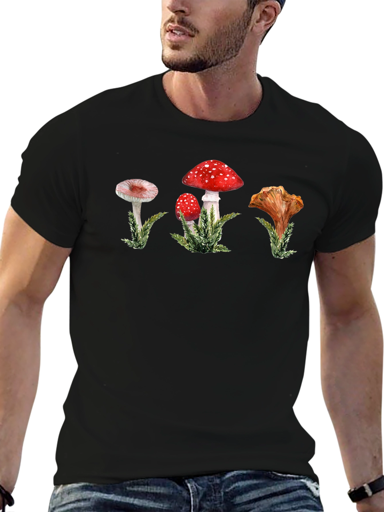 Black Mushroom Graphic T-Shirt view 6