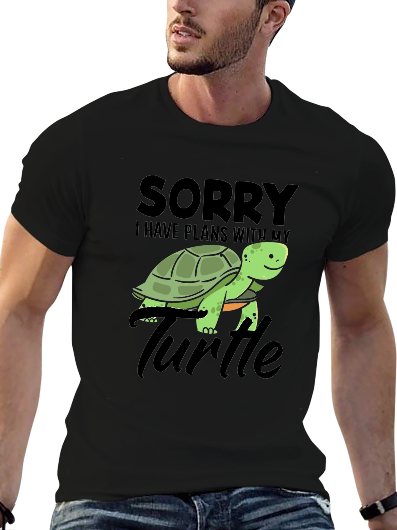 Black Sorry I Have Plans With My Turtle T-Shirt view 6