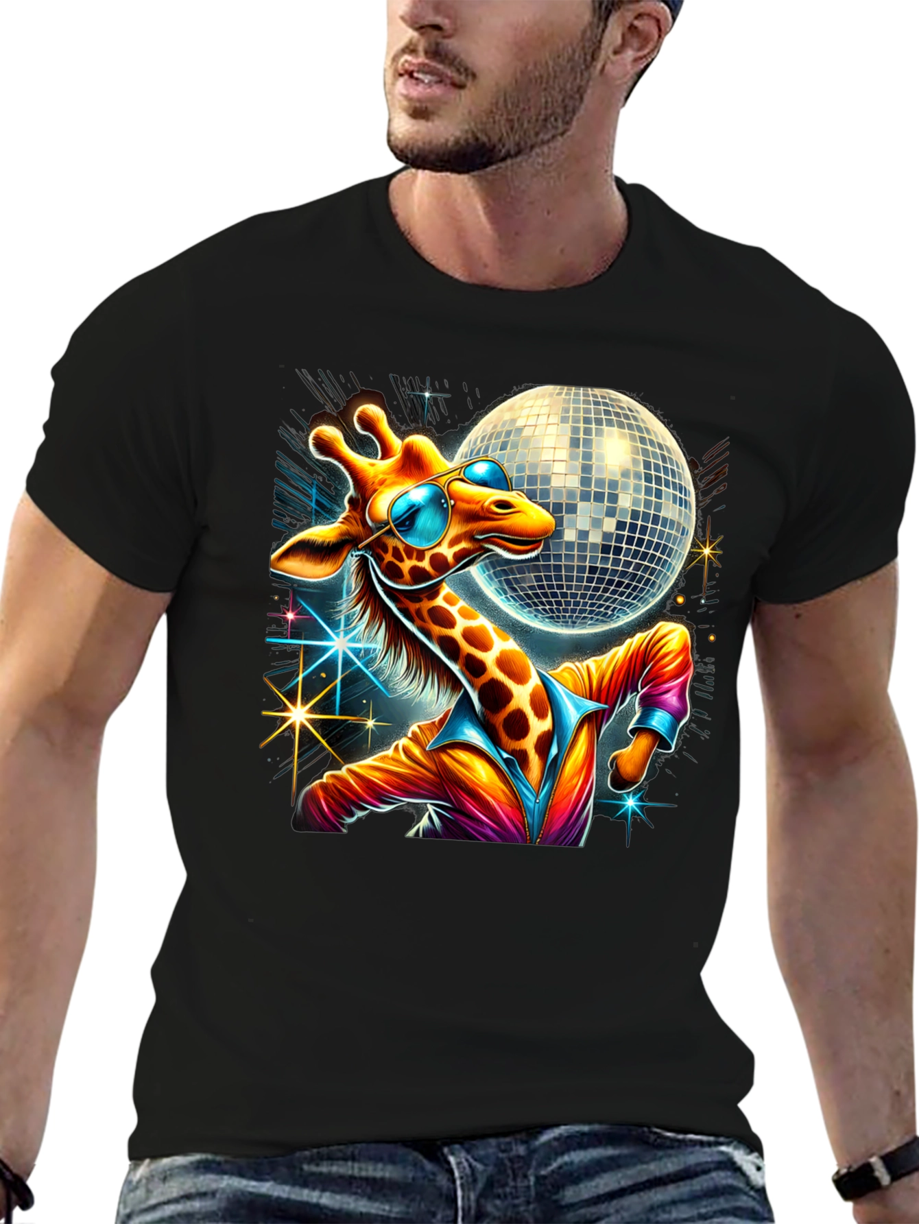 Black Disco Giraffe T-Shirt view 6