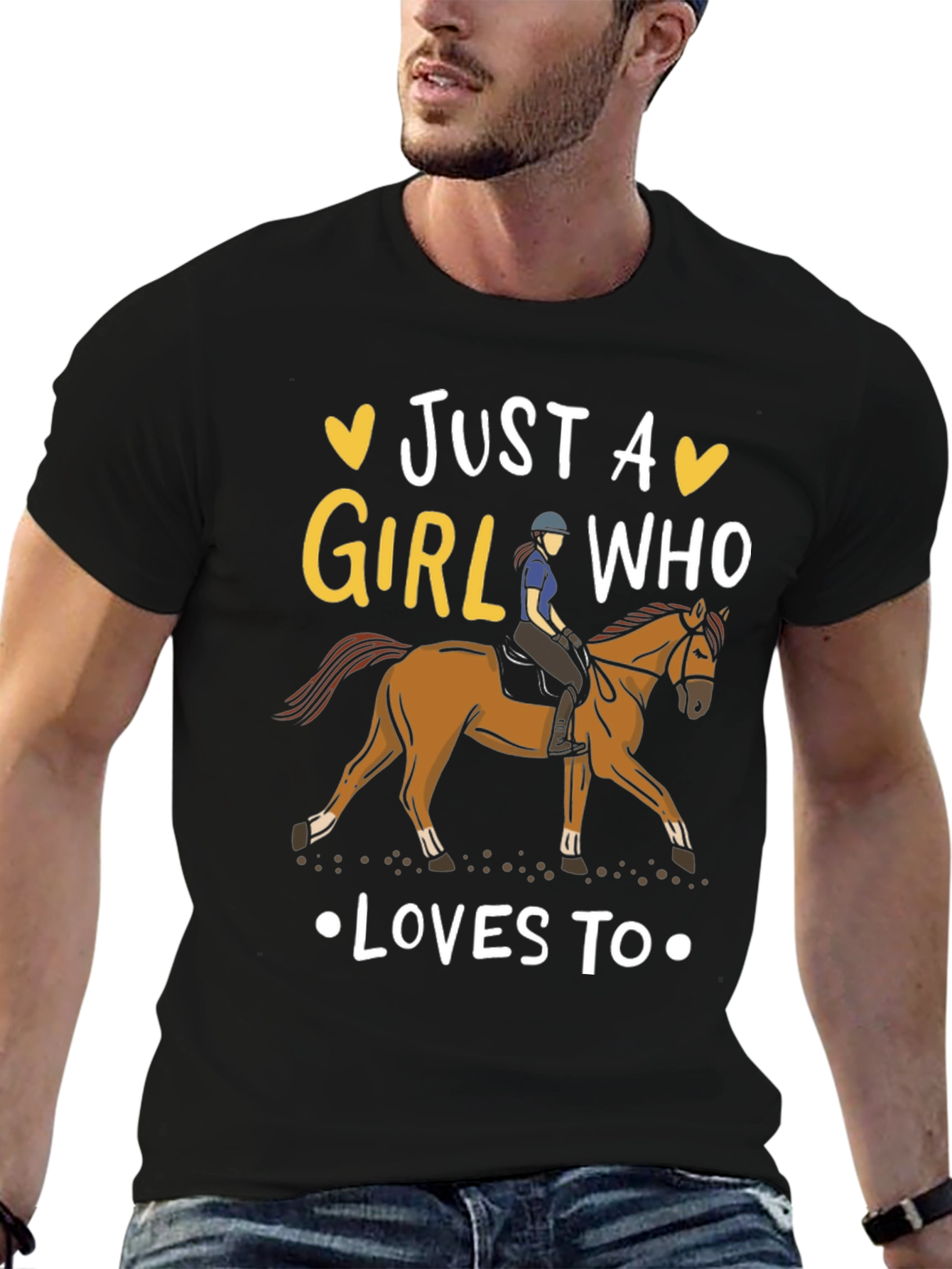 Black Just A Girl Who Loves Horses T-Shirt view 6