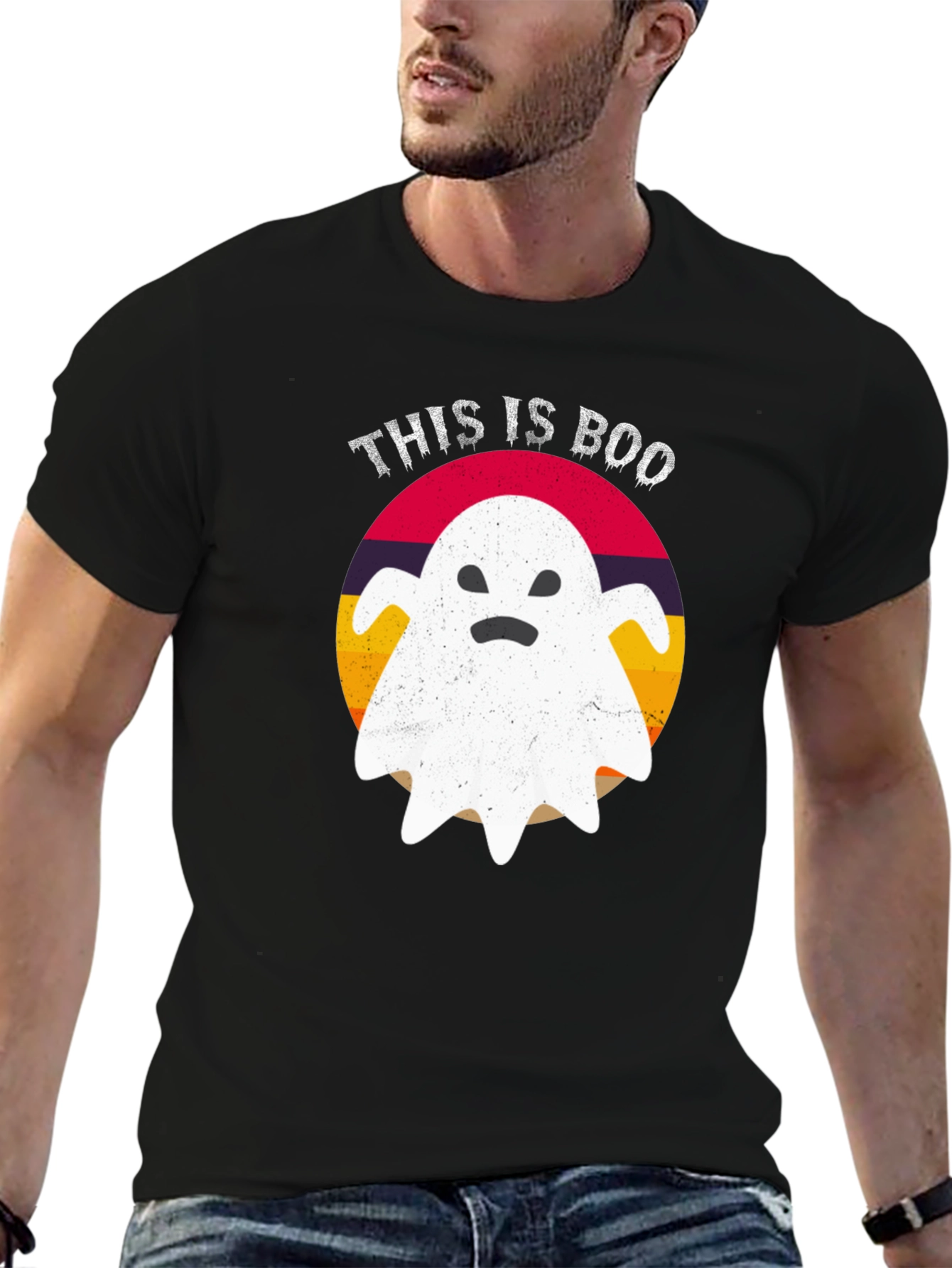 Black This is Boo Ghost T-Shirt - Halloween Apparel view 6