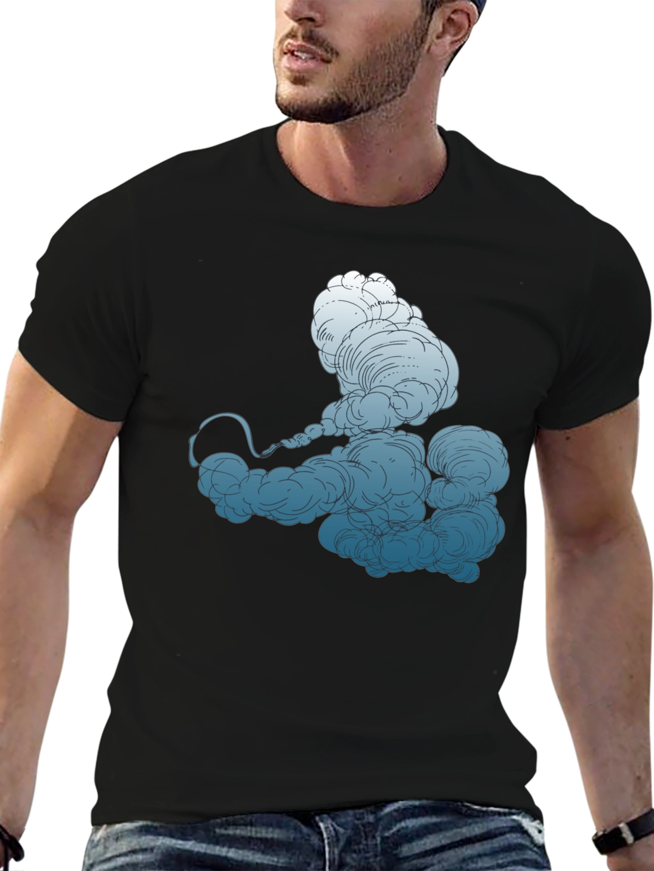 Black Smokey Cloud Graphic Tee - Cool Black T-Shirt view 6