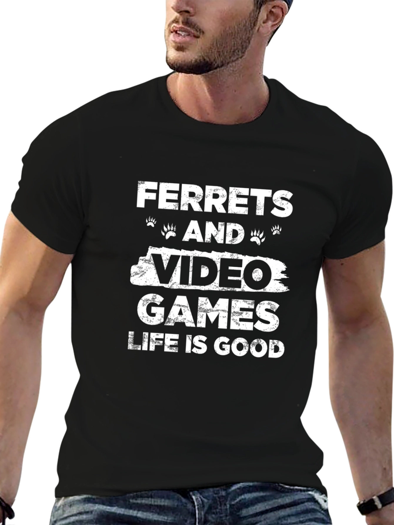 Black Ferret & Video Game Graphic Tee view 6