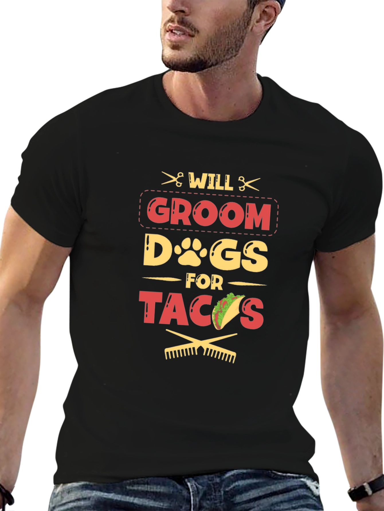 Black Will Groom Dogs for Tacos Funny T-Shirt view 6