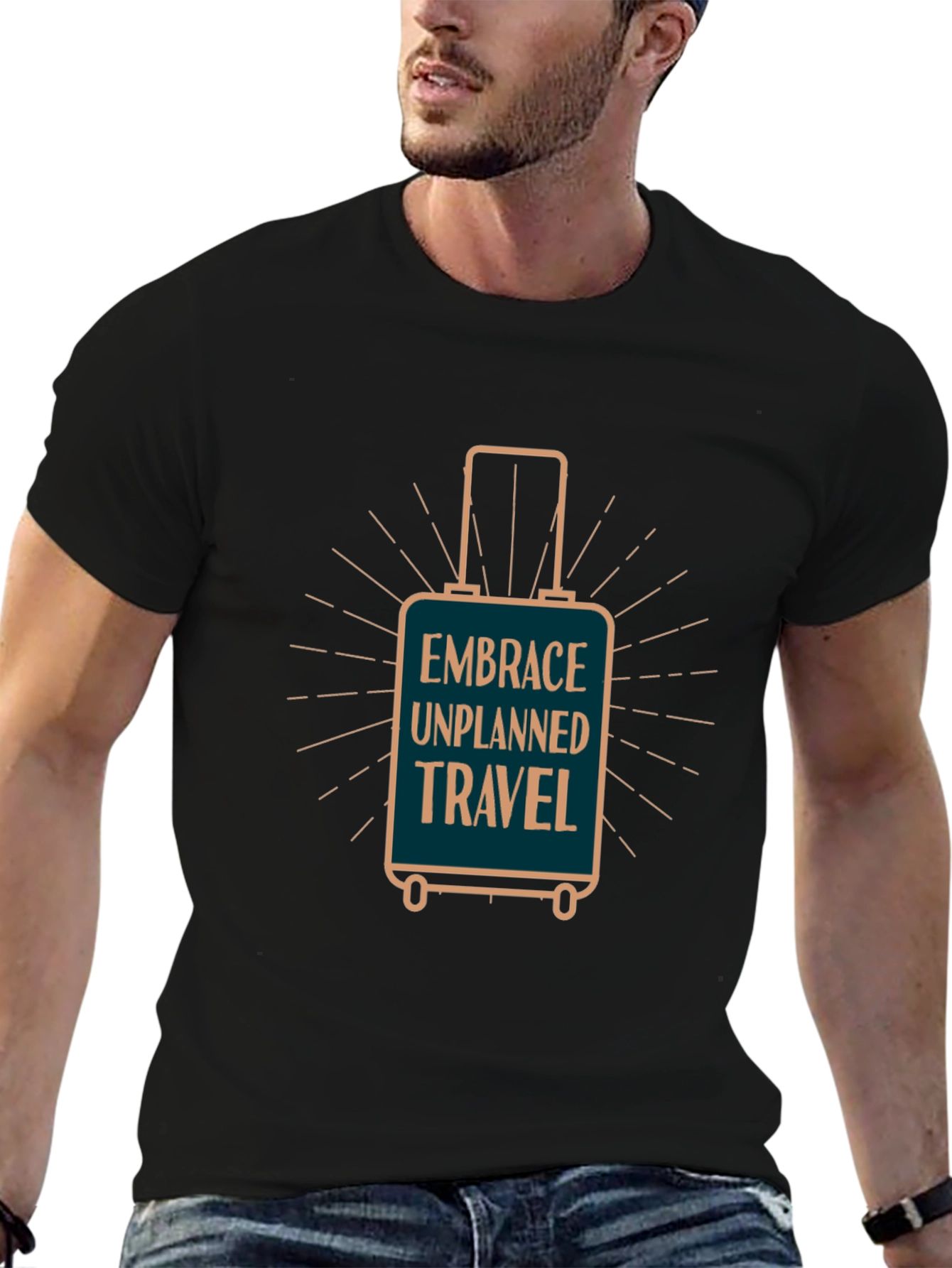 Black Embrace Unplanned Travel Graphic T-Shirt view 6