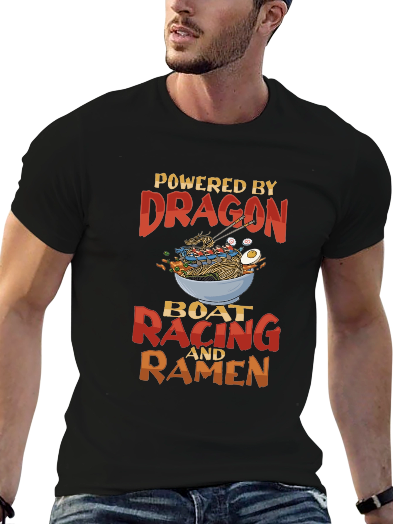 Black Dragon Boat Racing Ramen Graphic T-Shirt view 6
