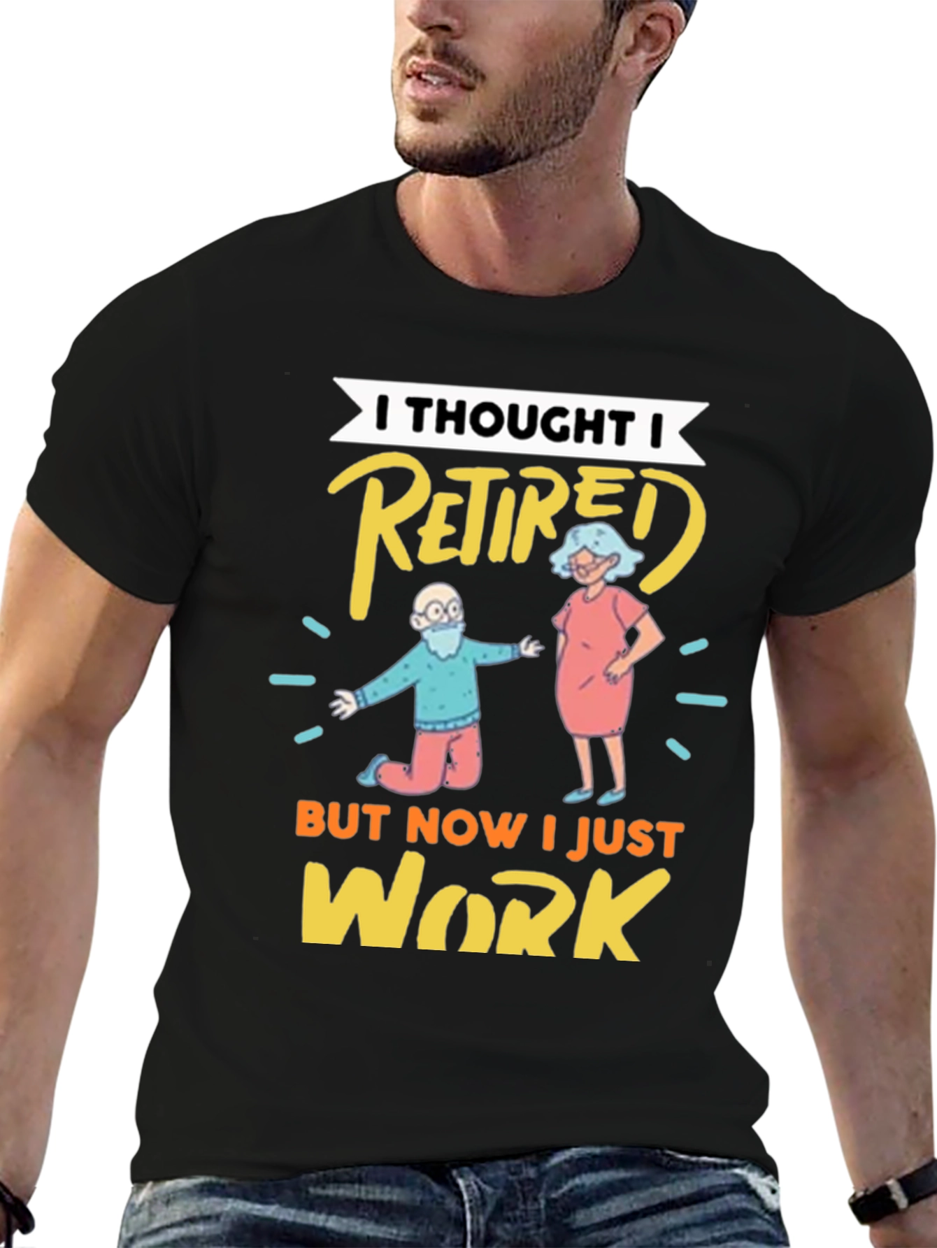 Black Funny Retirement T-Shirt - I Thought I Retired view 6