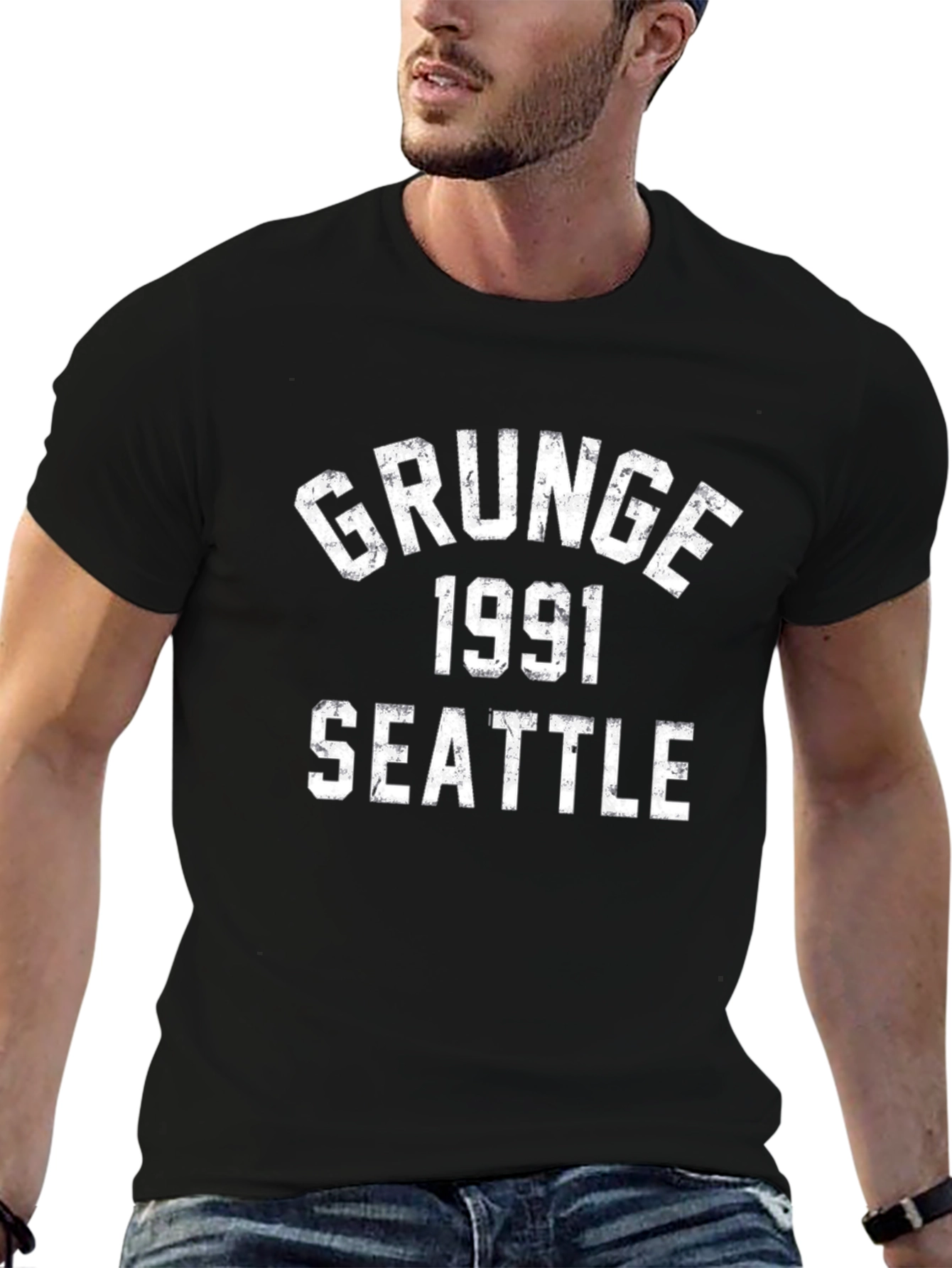Black Grunge 1991 Seattle Black T-Shirt view 6