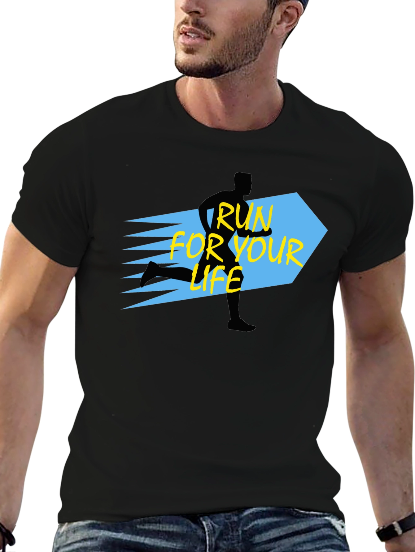 Black Run For Your Life Black Graphic Tee view 6