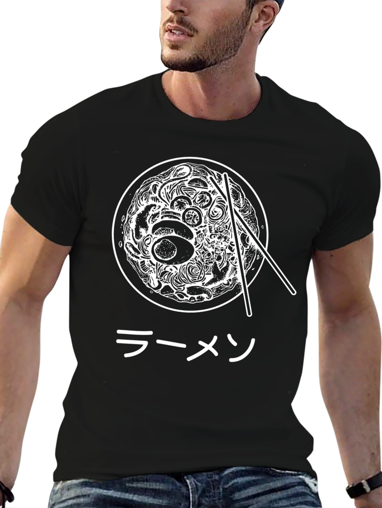 Black Ramen Bowl Graphic Tee - Unisex Black T-Shirt view 6