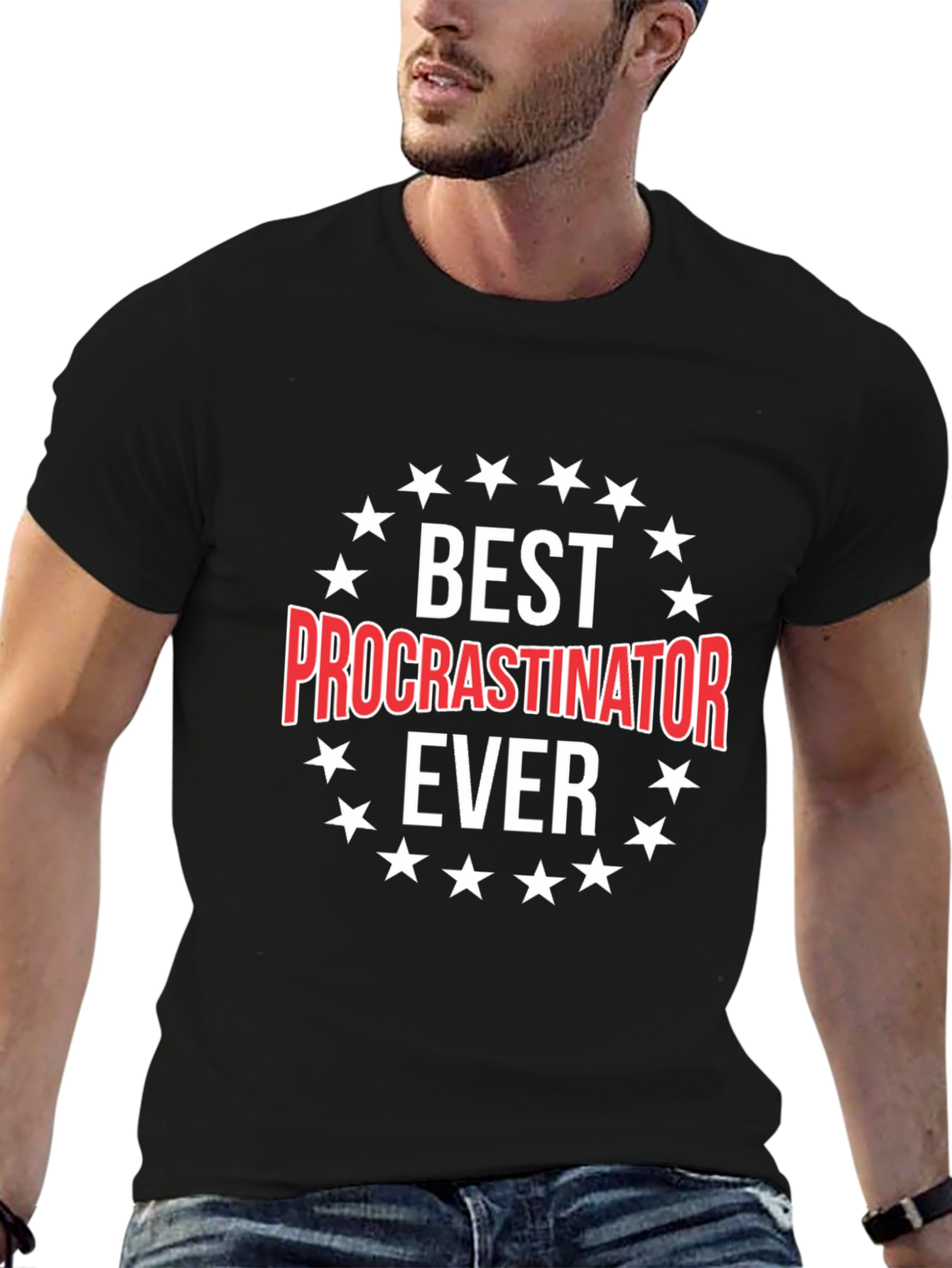 Black Best Procrastinator Ever Graphic Tee view 6