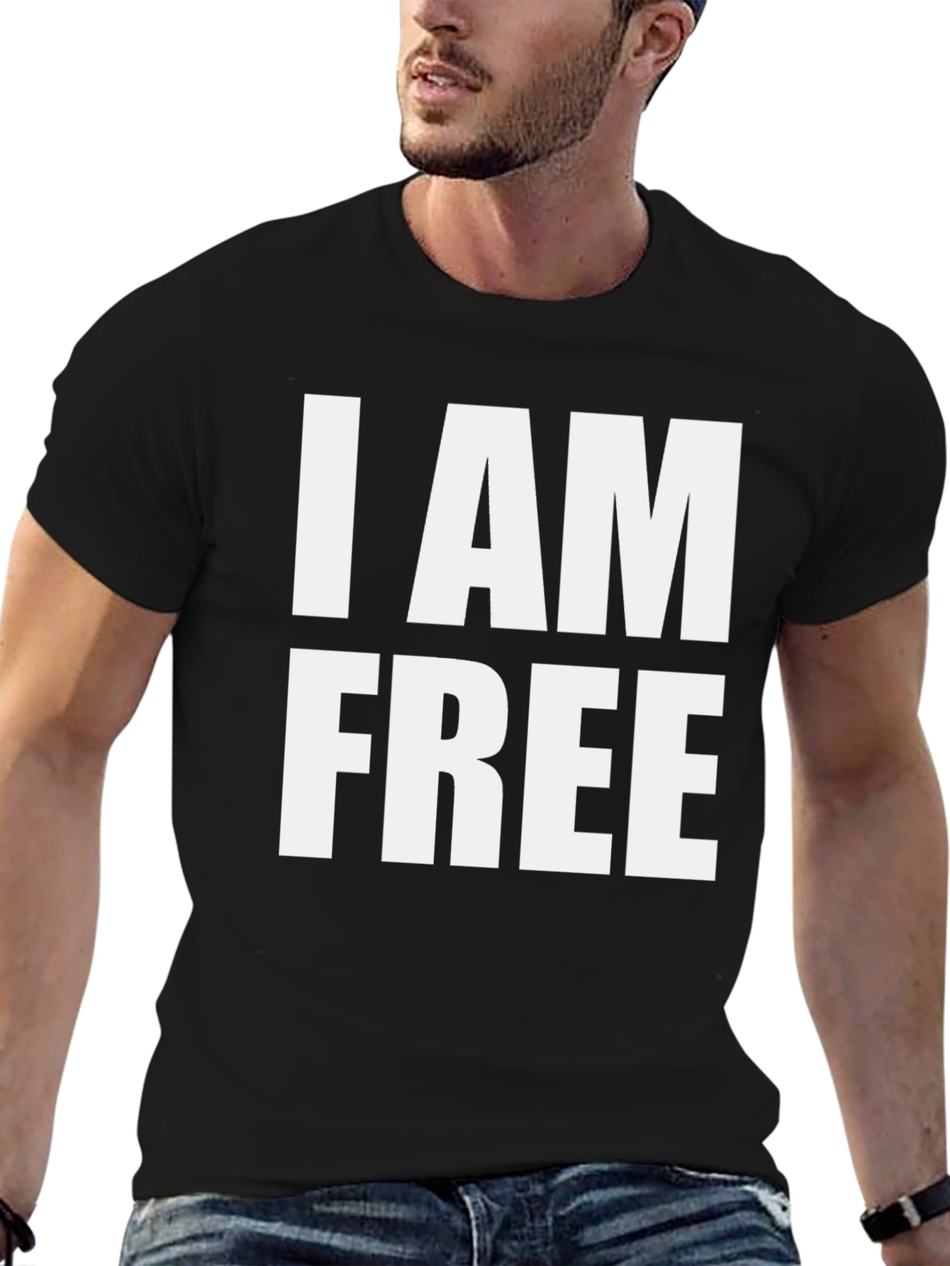 Black I AM FREE Graphic T-Shirt - Statement Tee view 6
