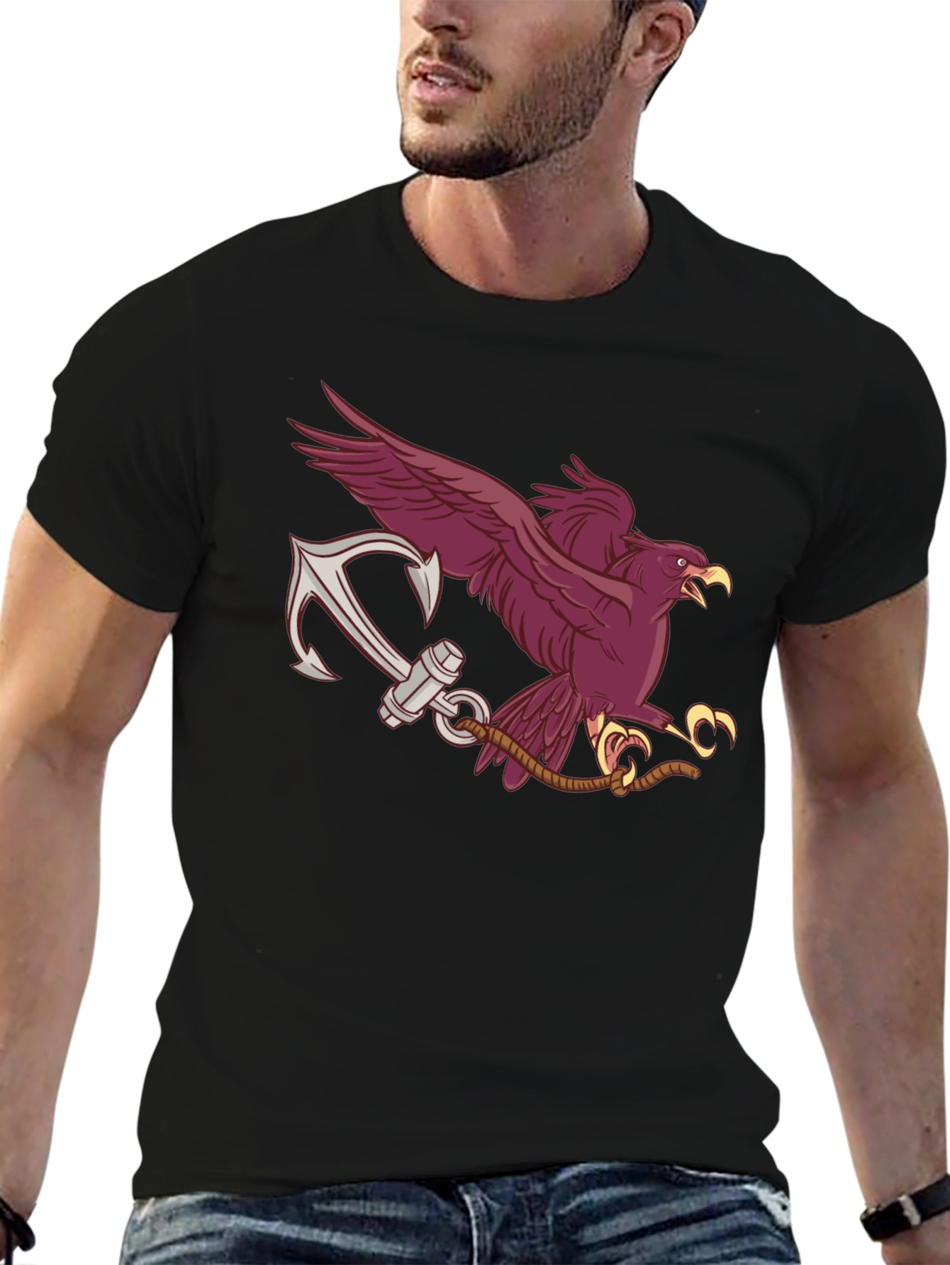 Black Eagle and Anchor Graphic Tee view 6