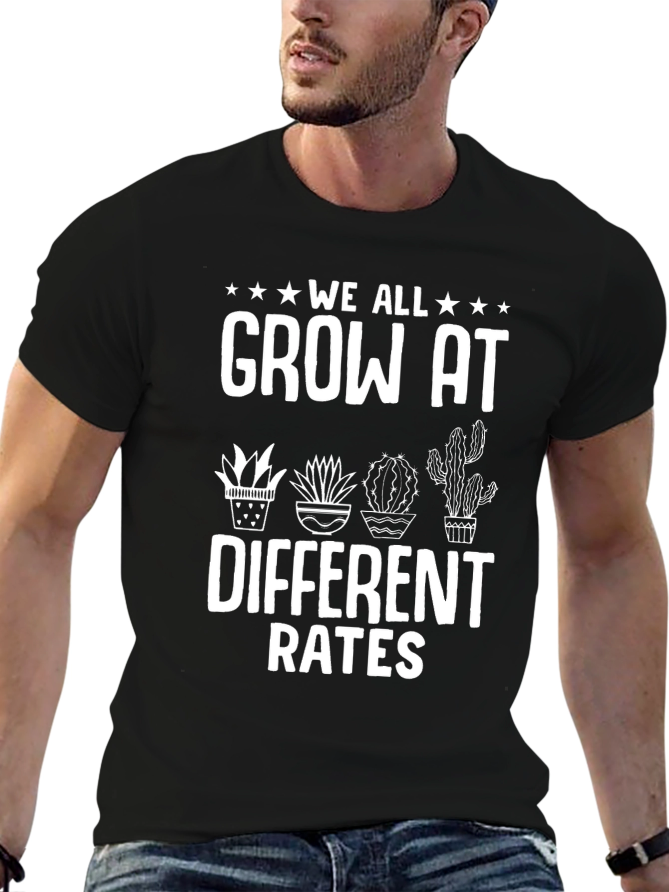 Black We All Grow At Different Rates Graphic T-Shirt view 6