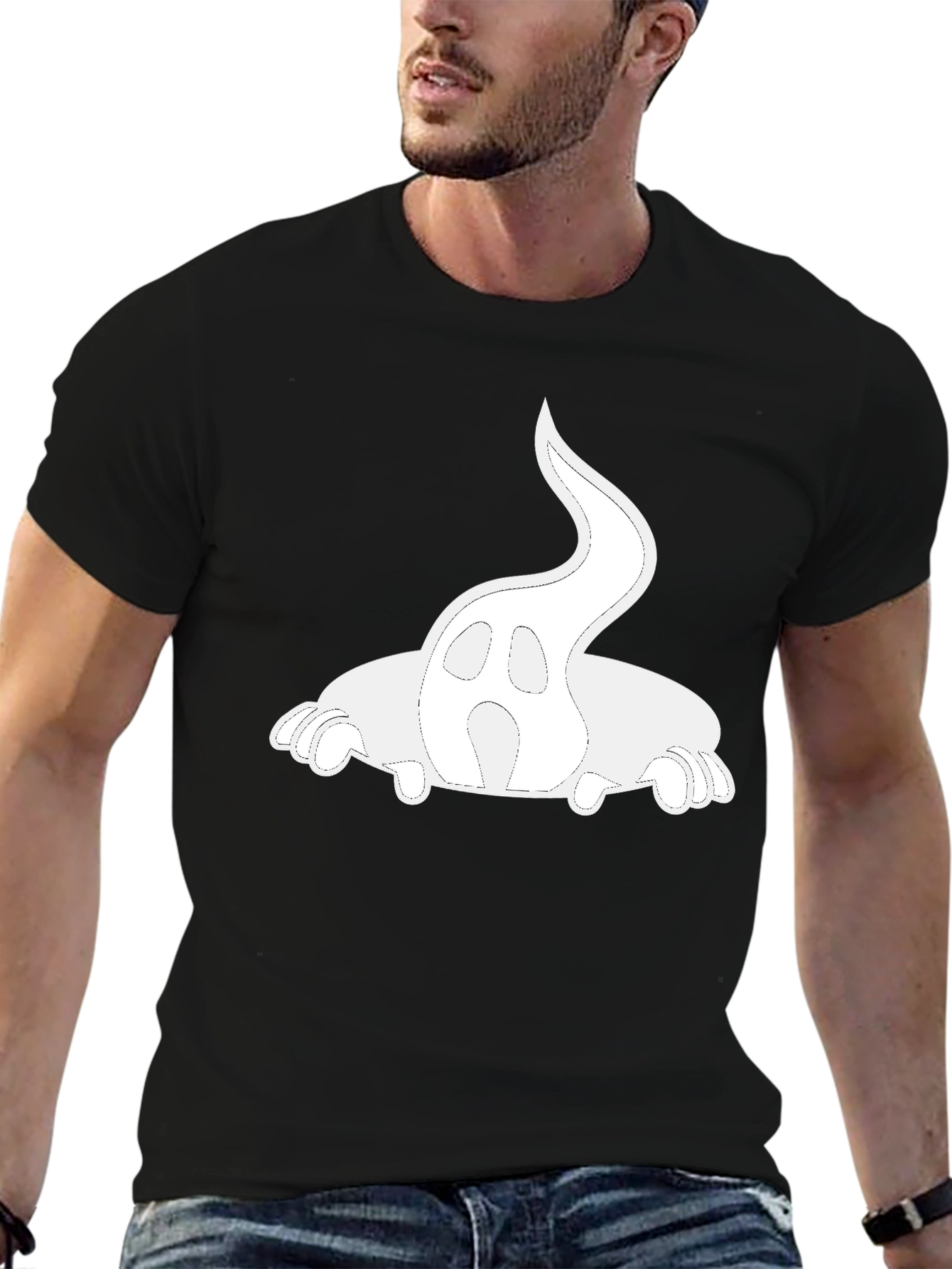 Black Ghost Graphic Print Black T-Shirt view 6