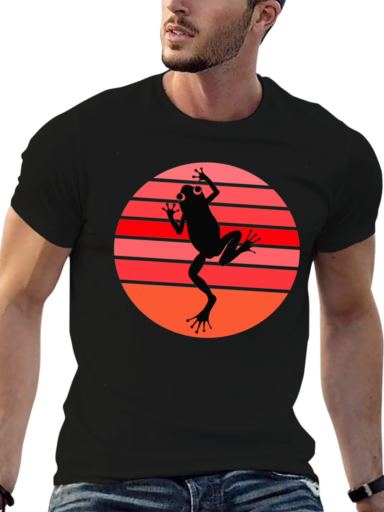 Black Frog Sunset Graphic Tee - Cool Retro Style view 6