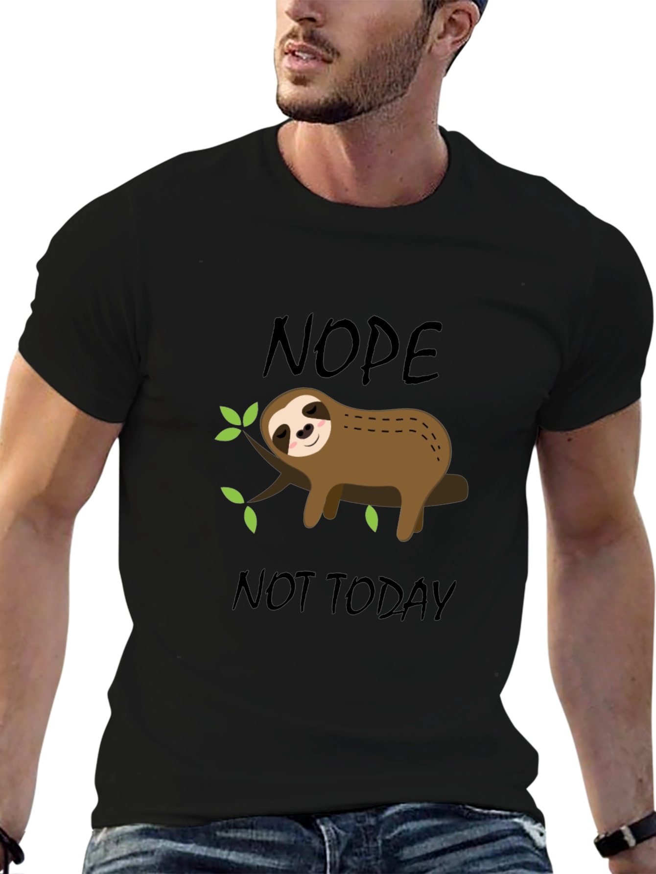 Black Nope Not Today Sloth Graphic T-Shirt view 6