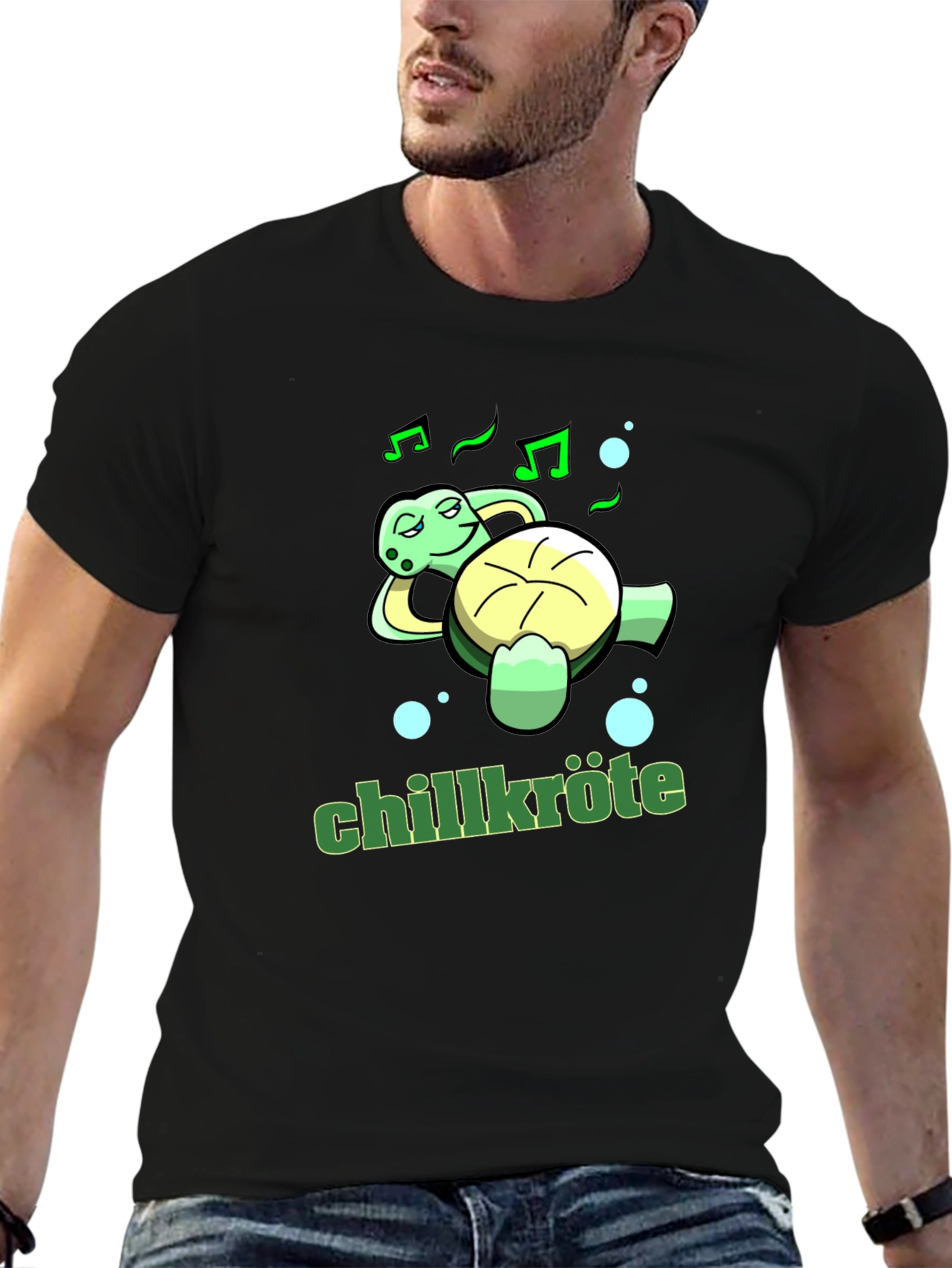 Black Chillkröte Turtle T-Shirt Relaxed Music Lover Tee view 6