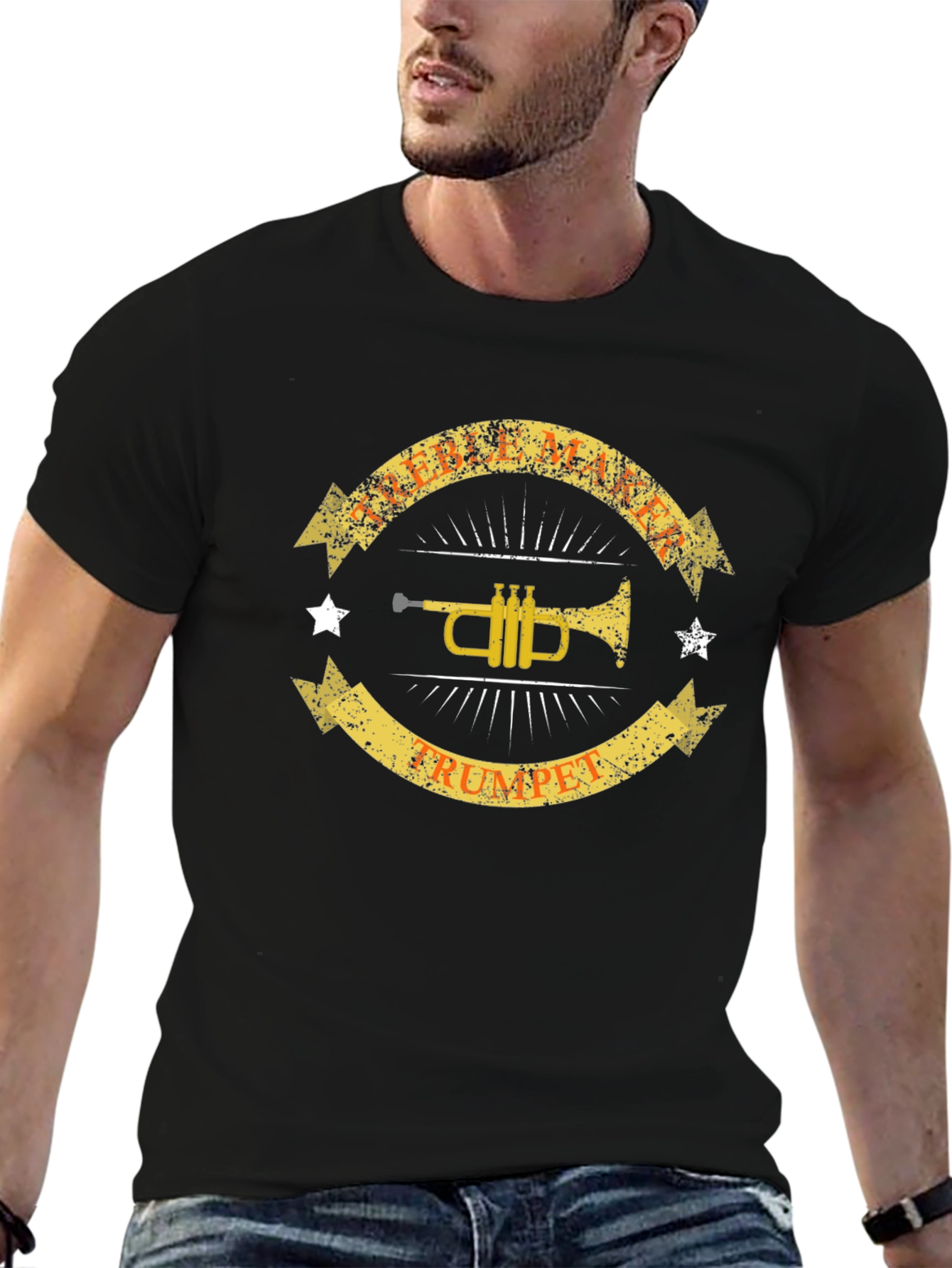 Black Trumpet Graphic Tee - Music Lover T-Shirt view 6