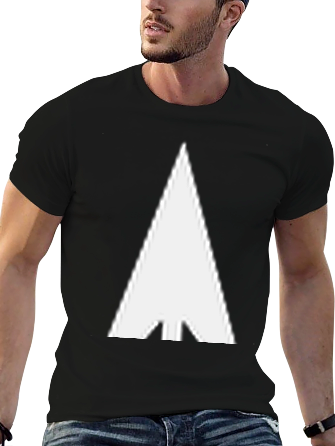 Black Modern White Arrow Graphic Tee view 6