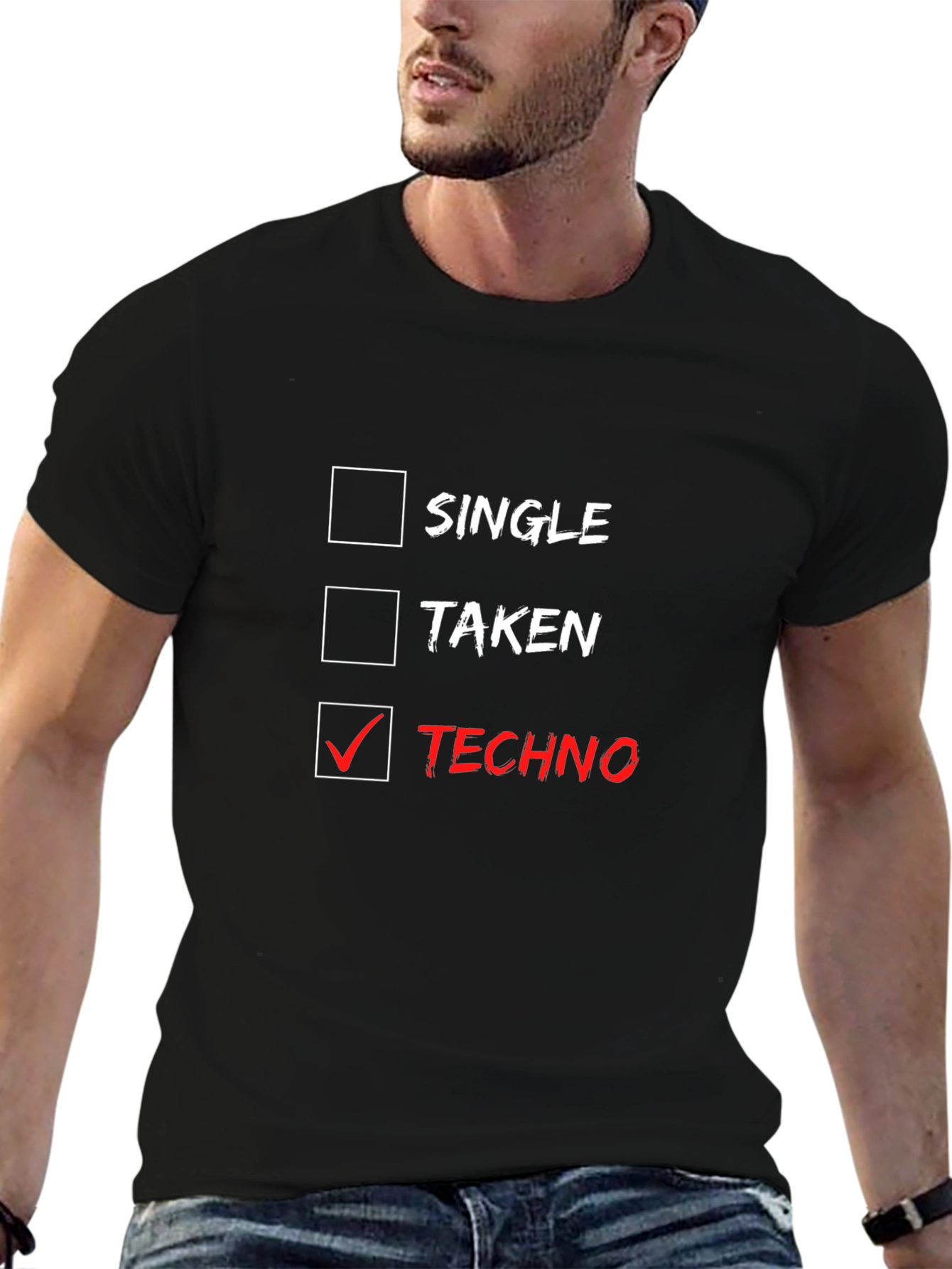 Black Techno Music Lover T-Shirt - Single, Taken, Techno Choice view 6