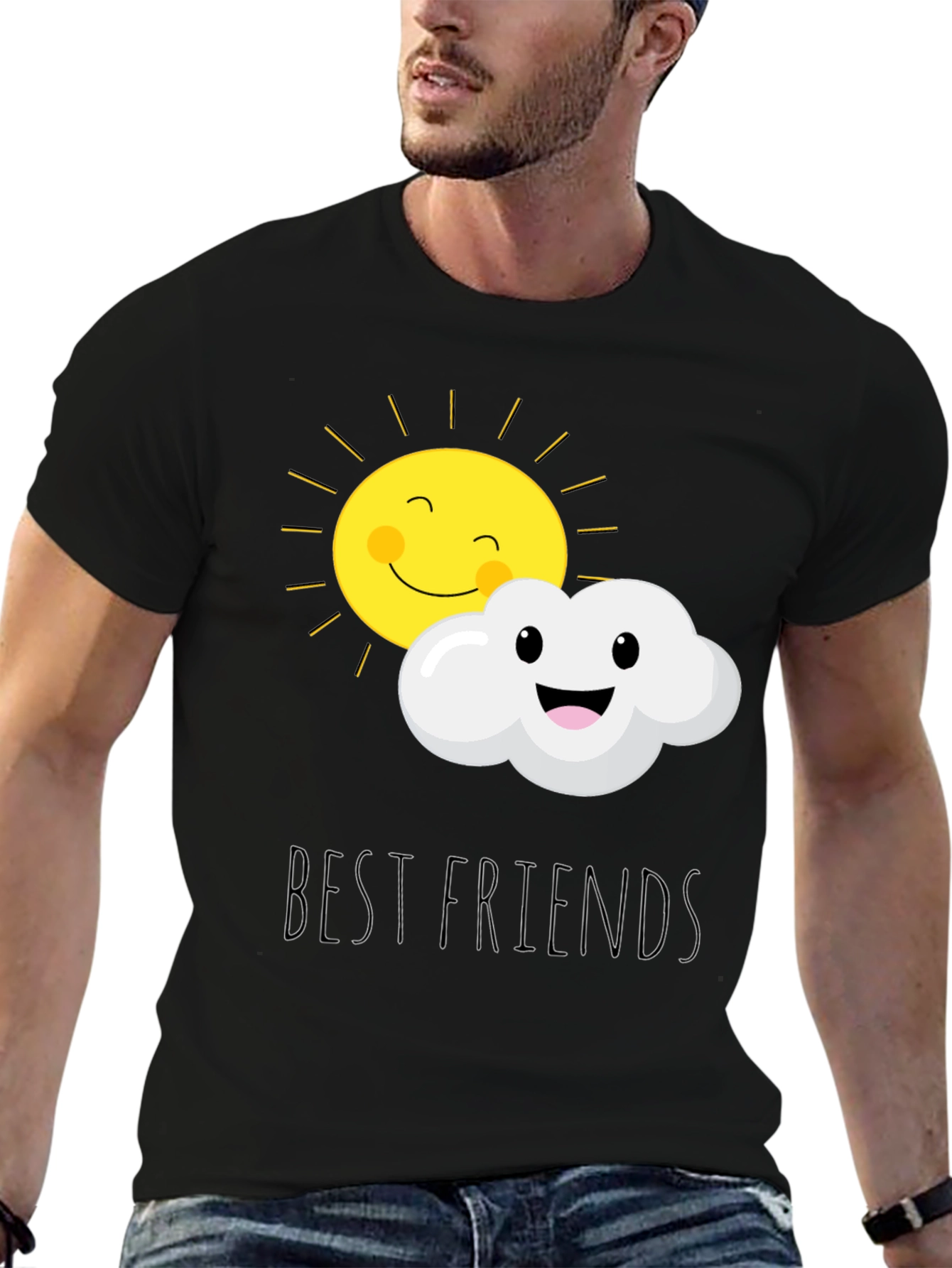 Black Best Friends Sun and Cloud Graphic T-Shirt view 6