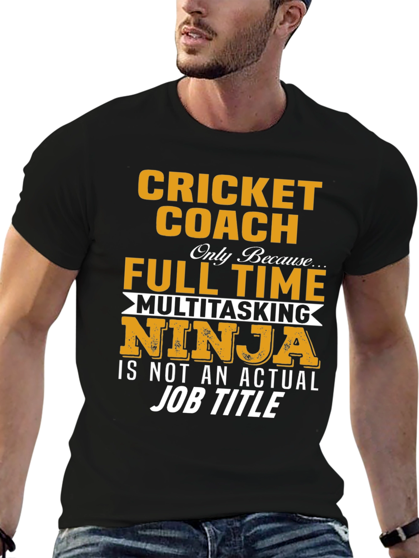 Black Cricket Coach Novelty T-Shirt view 6
