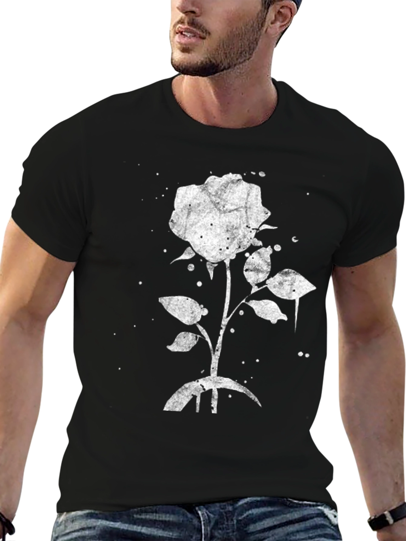 Black Black Rose Graphic Tee - Stylish & Unique view 6