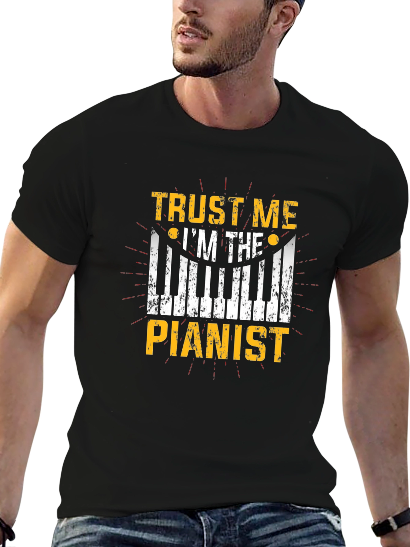 Black Trust Me I'm the Pianist - Graphic T-Shirt view 6