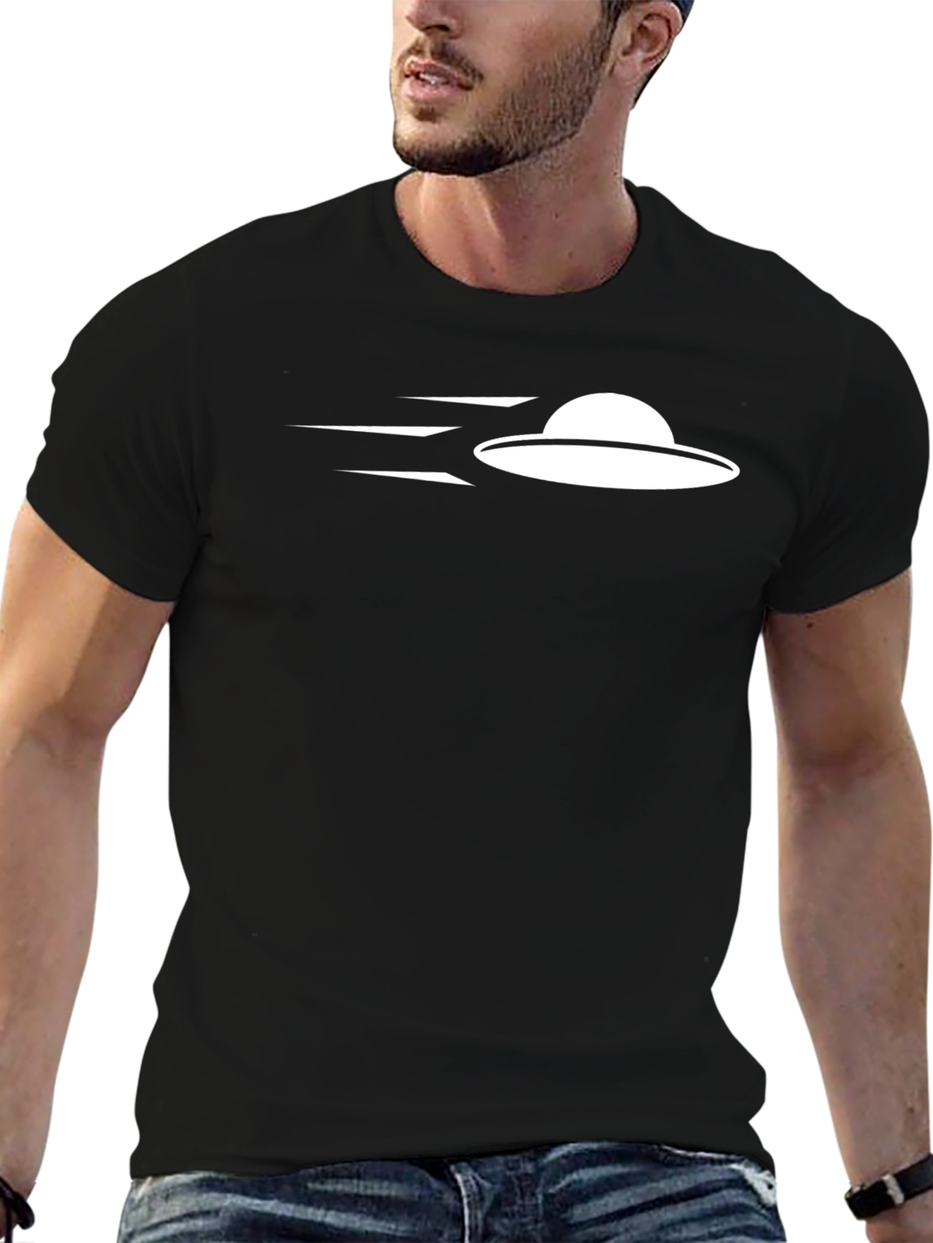 UFO Graphic Tee - Black Cotton T-Shirt - 6