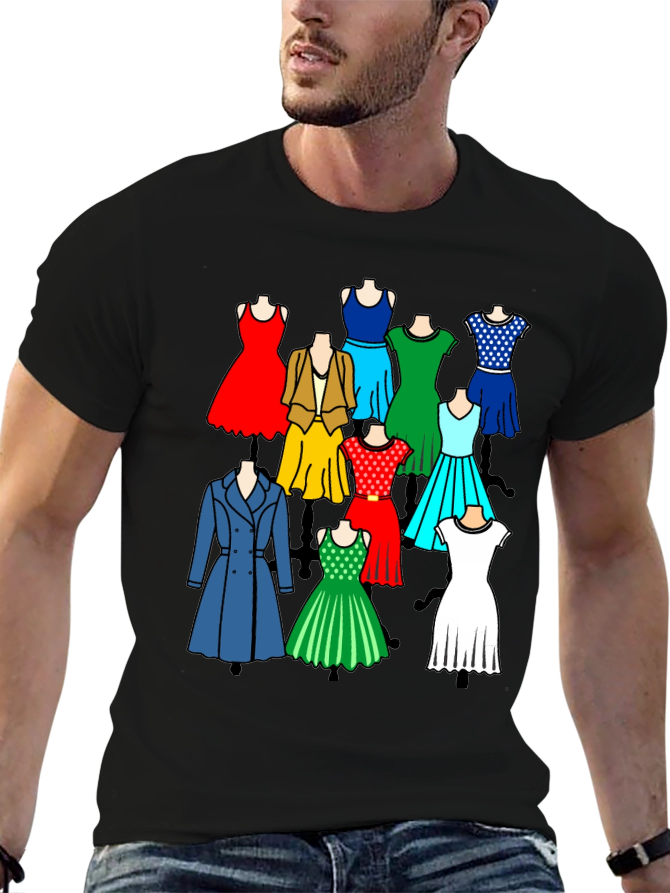 Black Colorful Dresses Graphic Tee view 6