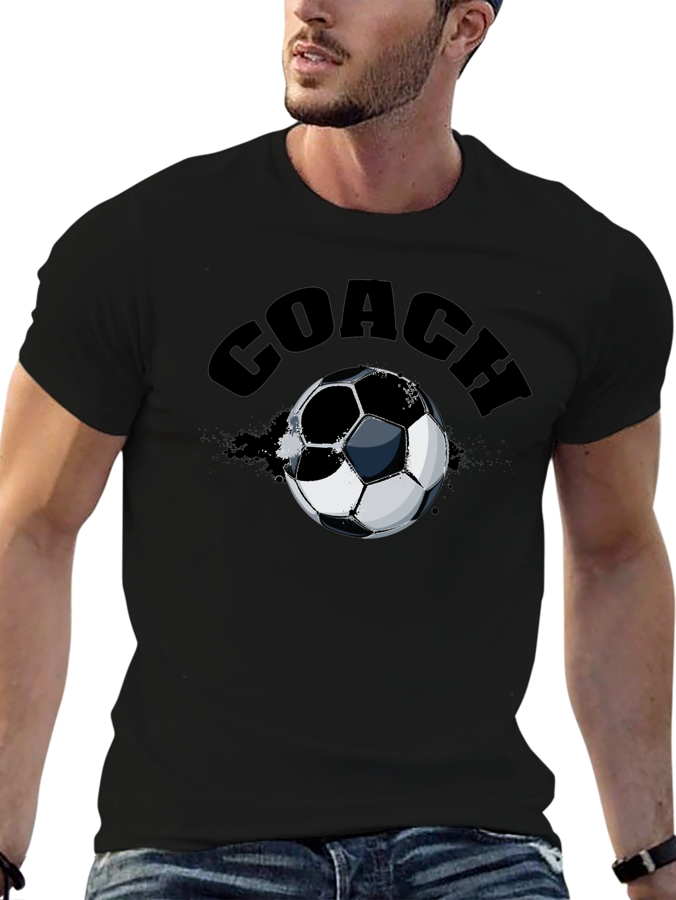 Black Coach Soccer Ball T-Shirt view 6