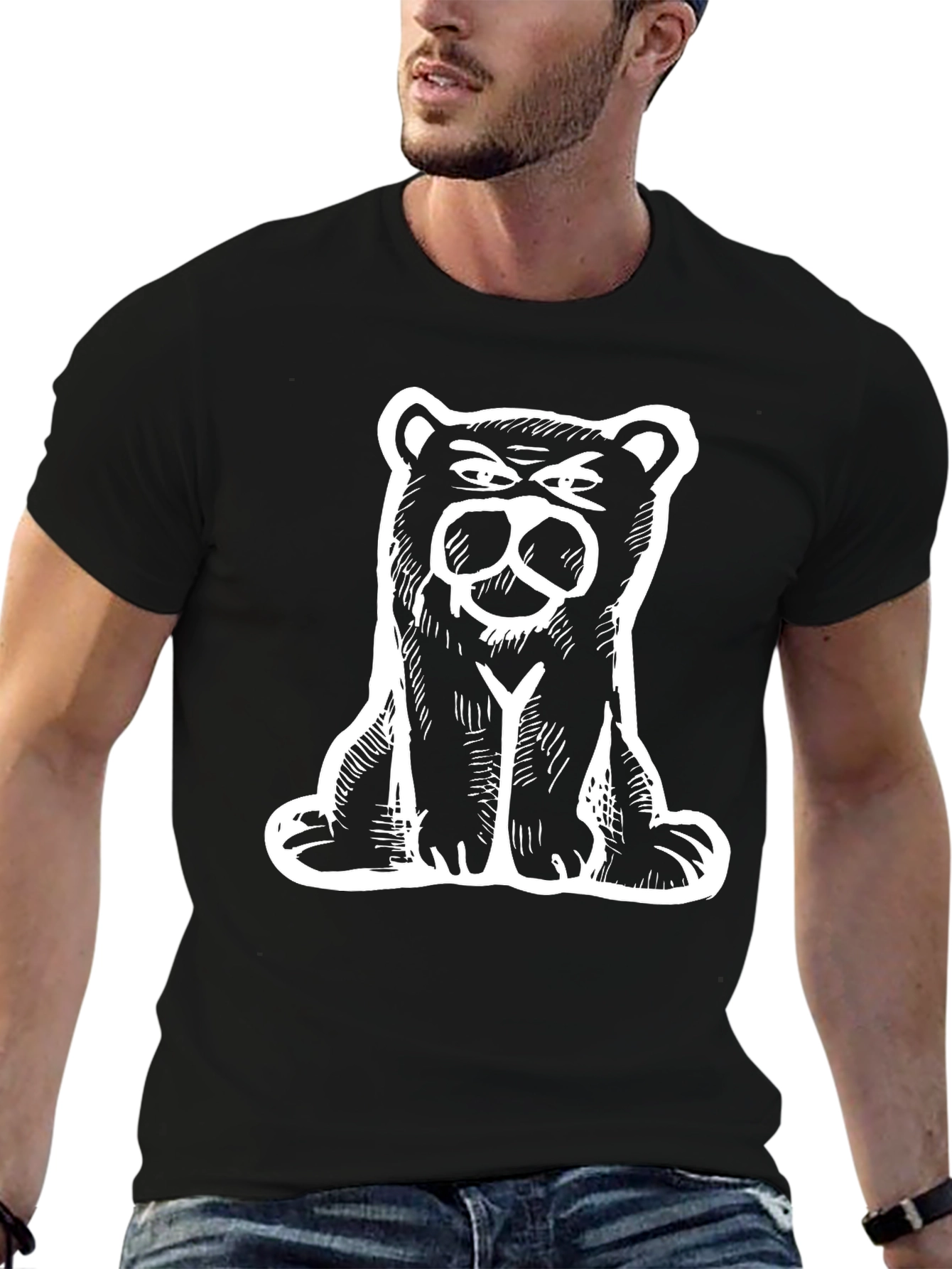Black Bear Graphic Print Black T-Shirt view 6