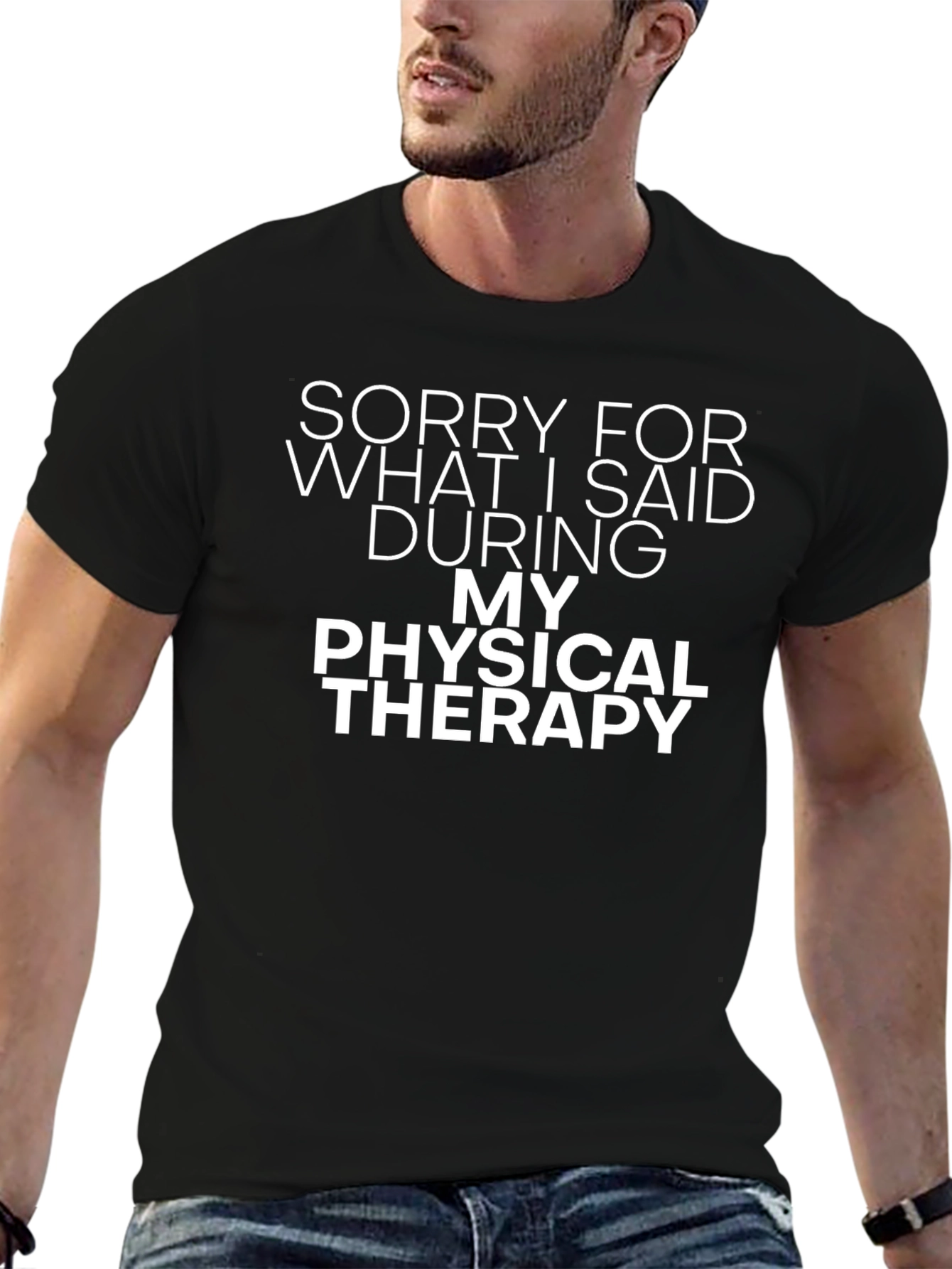 Black Funny Physical Therapy Apology T-Shirt view 6
