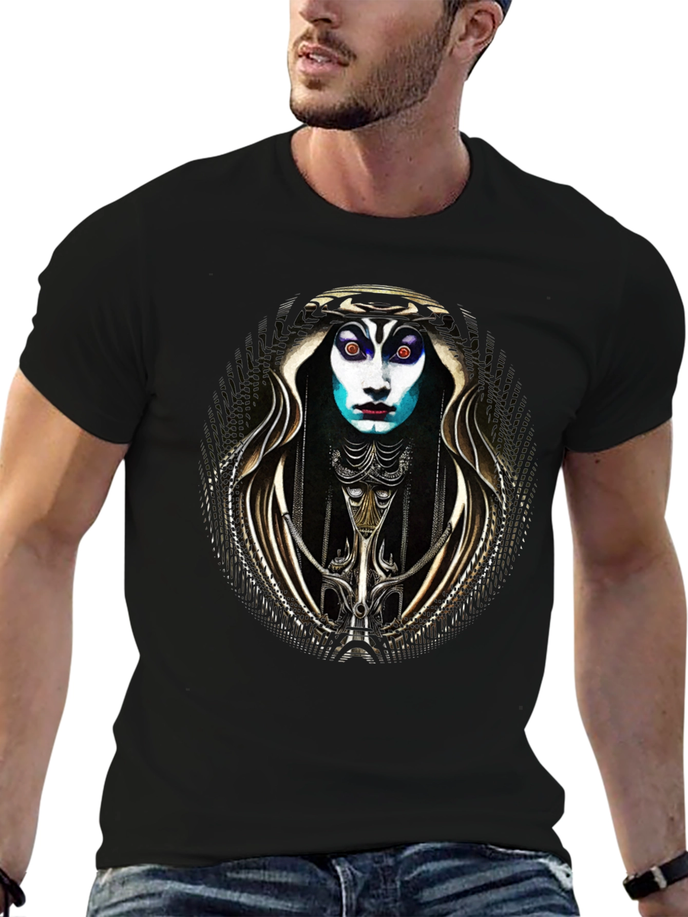 Black Surreal Art T-Shirt: Unique Graphic Tee view 6