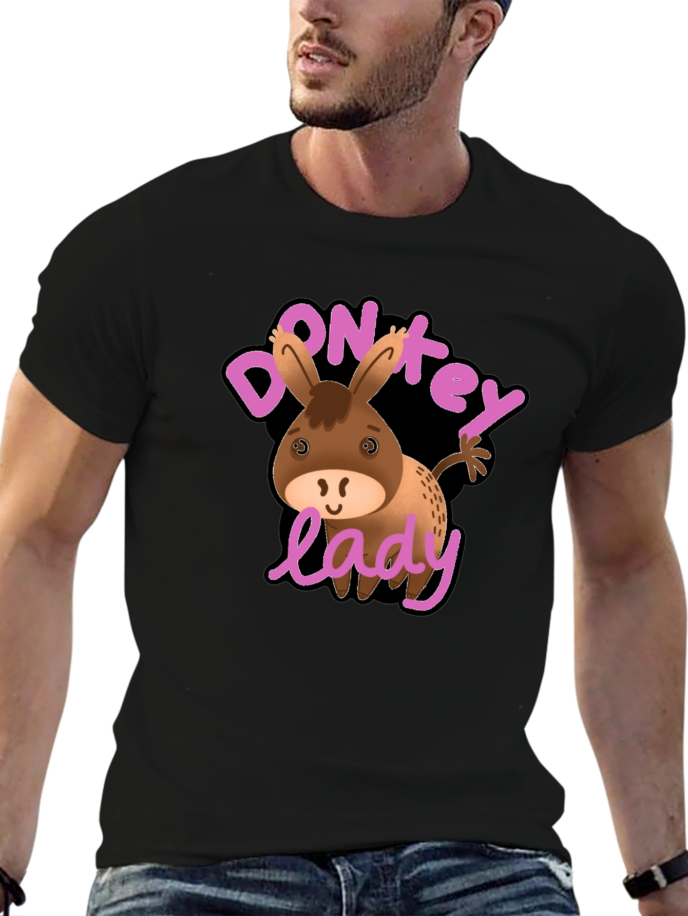 Black Donkey Lady Graphic T-Shirt, Novelty Humor Tee view 6