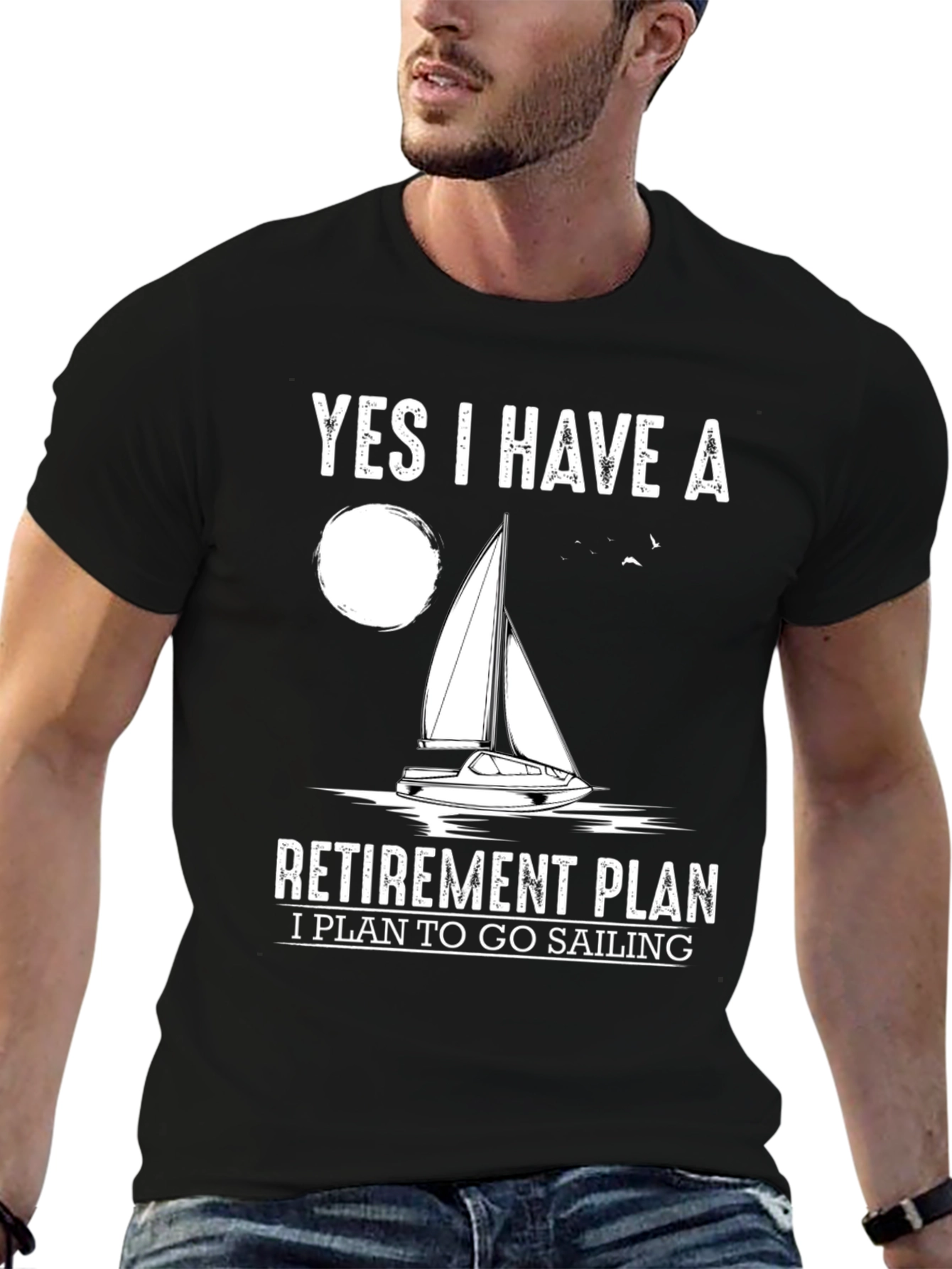 Black Sailing Retirement Plan T-Shirt view 6