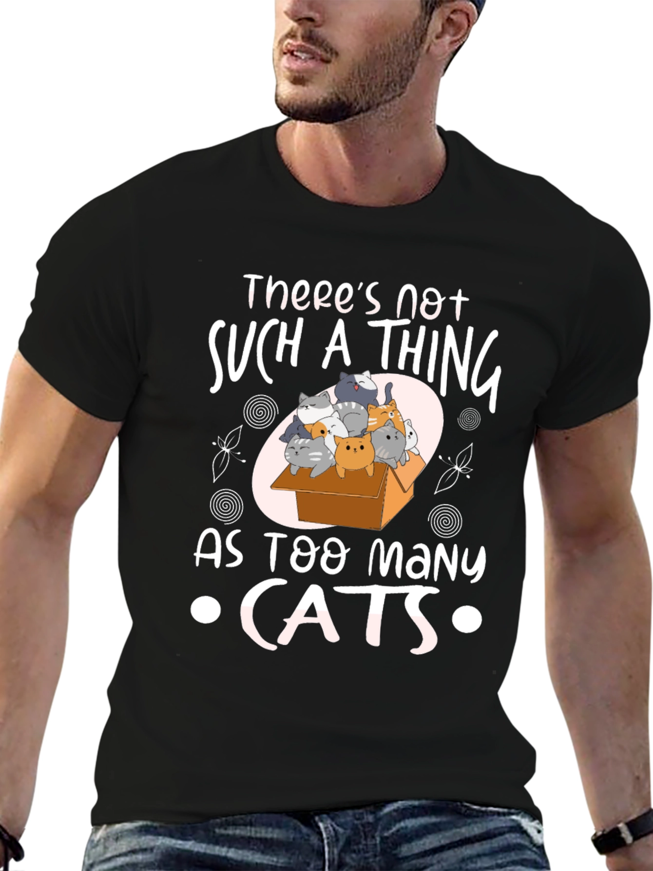 Black Cat Lover Tee - Too Many Cats Graphic T-Shirt view 6