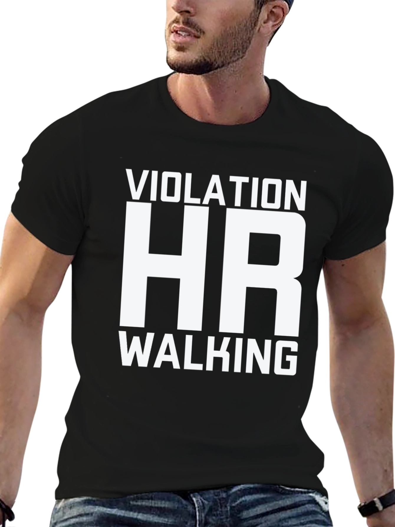 Black HR Violation Walking Humor T-Shirt view 6
