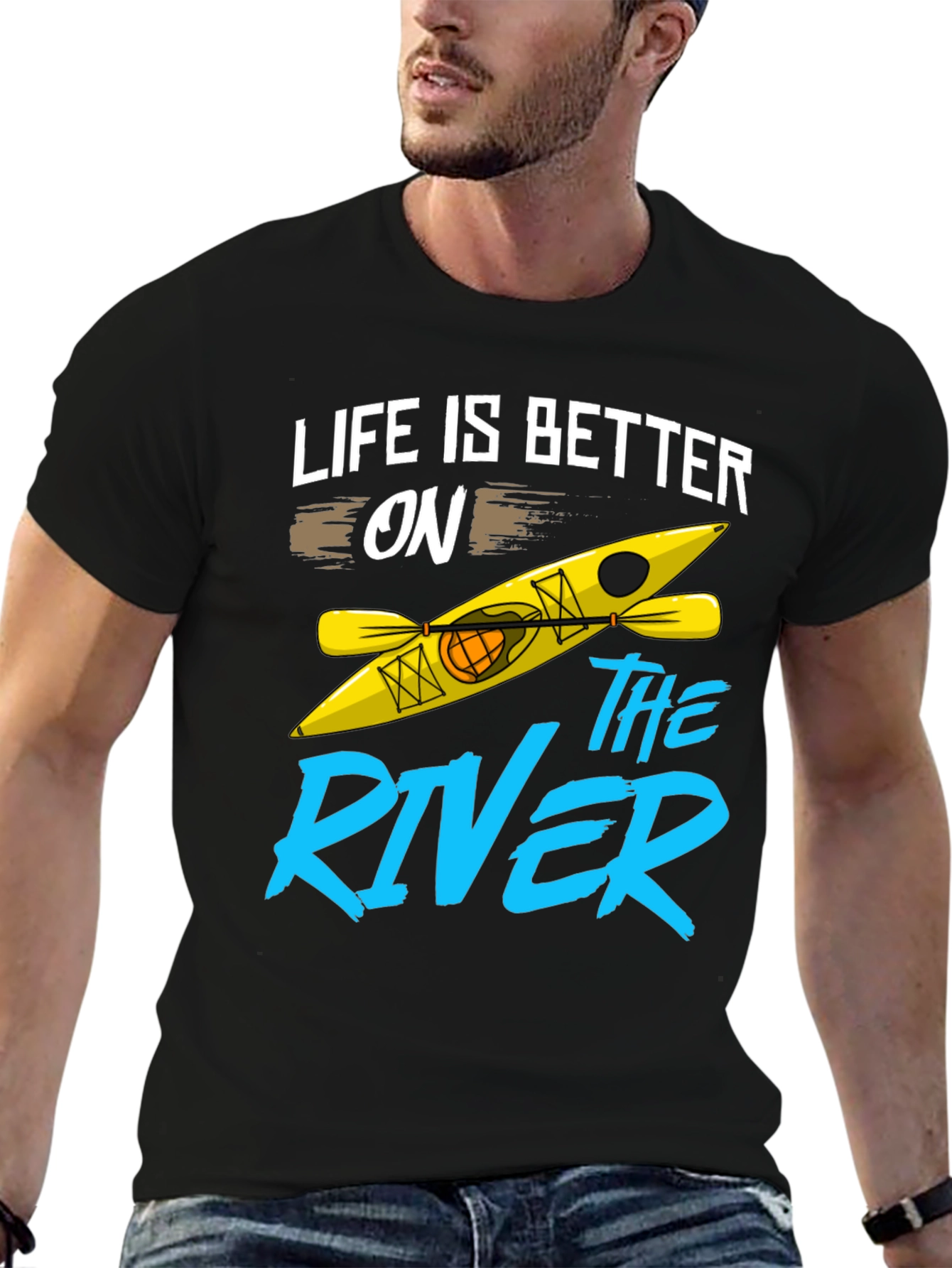 Black Life is Better on the River Kayak T-Shirt view 6