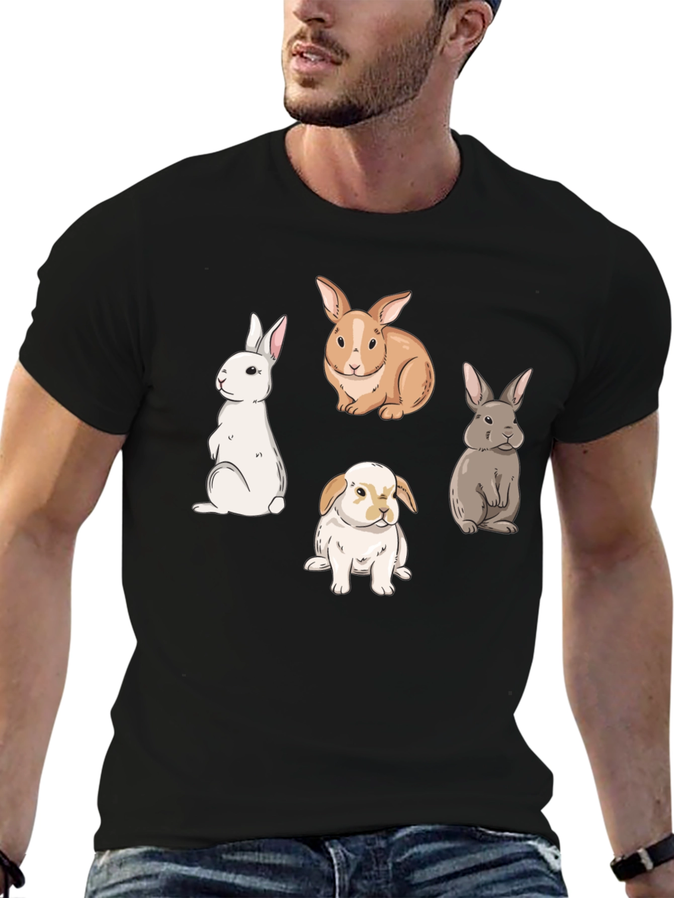 Black Rabbit Graphic T-Shirt - Easter Gift view 6