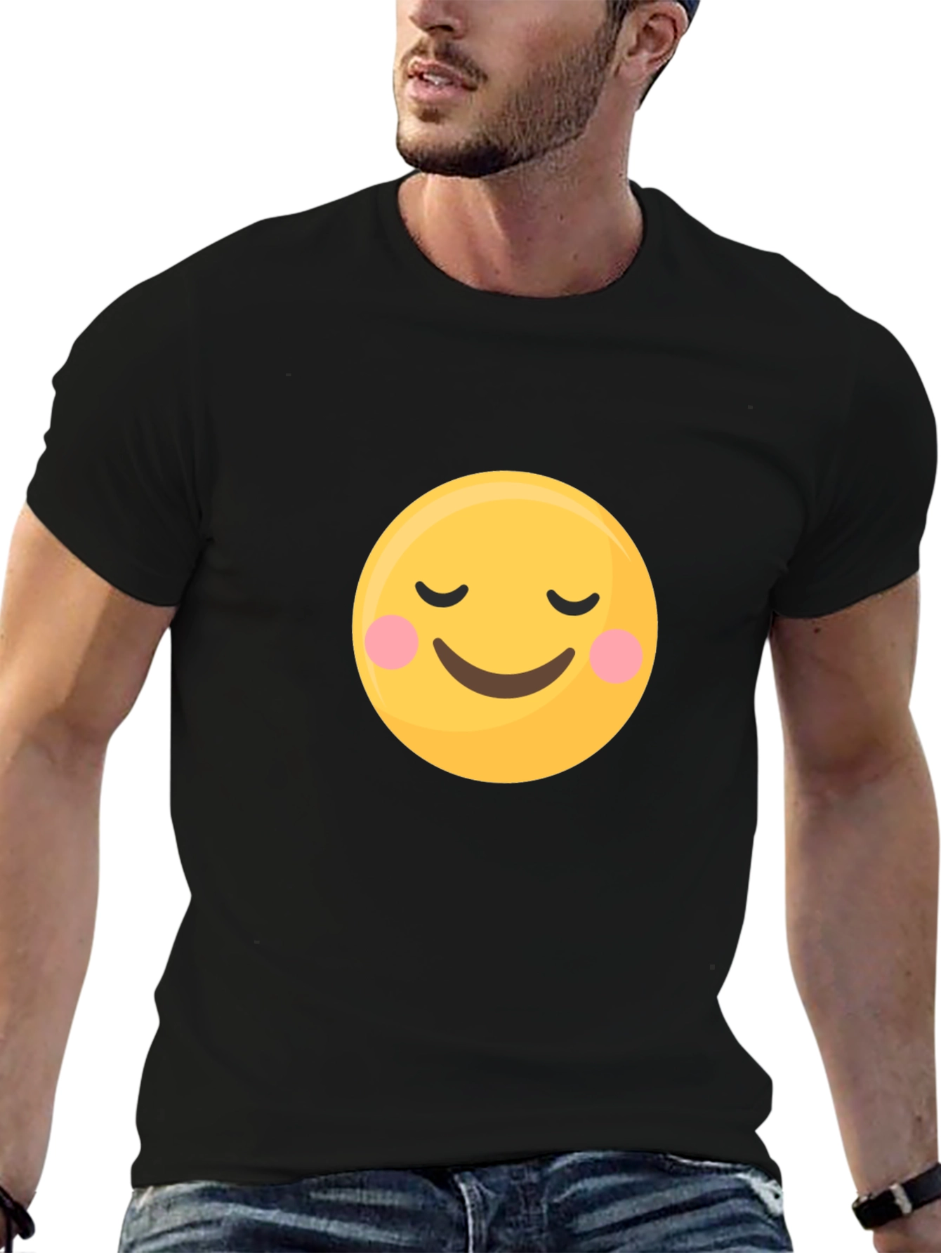 Black Zen Emoji Black T-Shirt view 6
