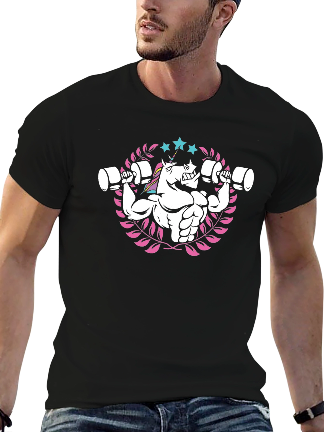 Black Unicorn Gym T-Shirt - Funny Workout Tee view 6