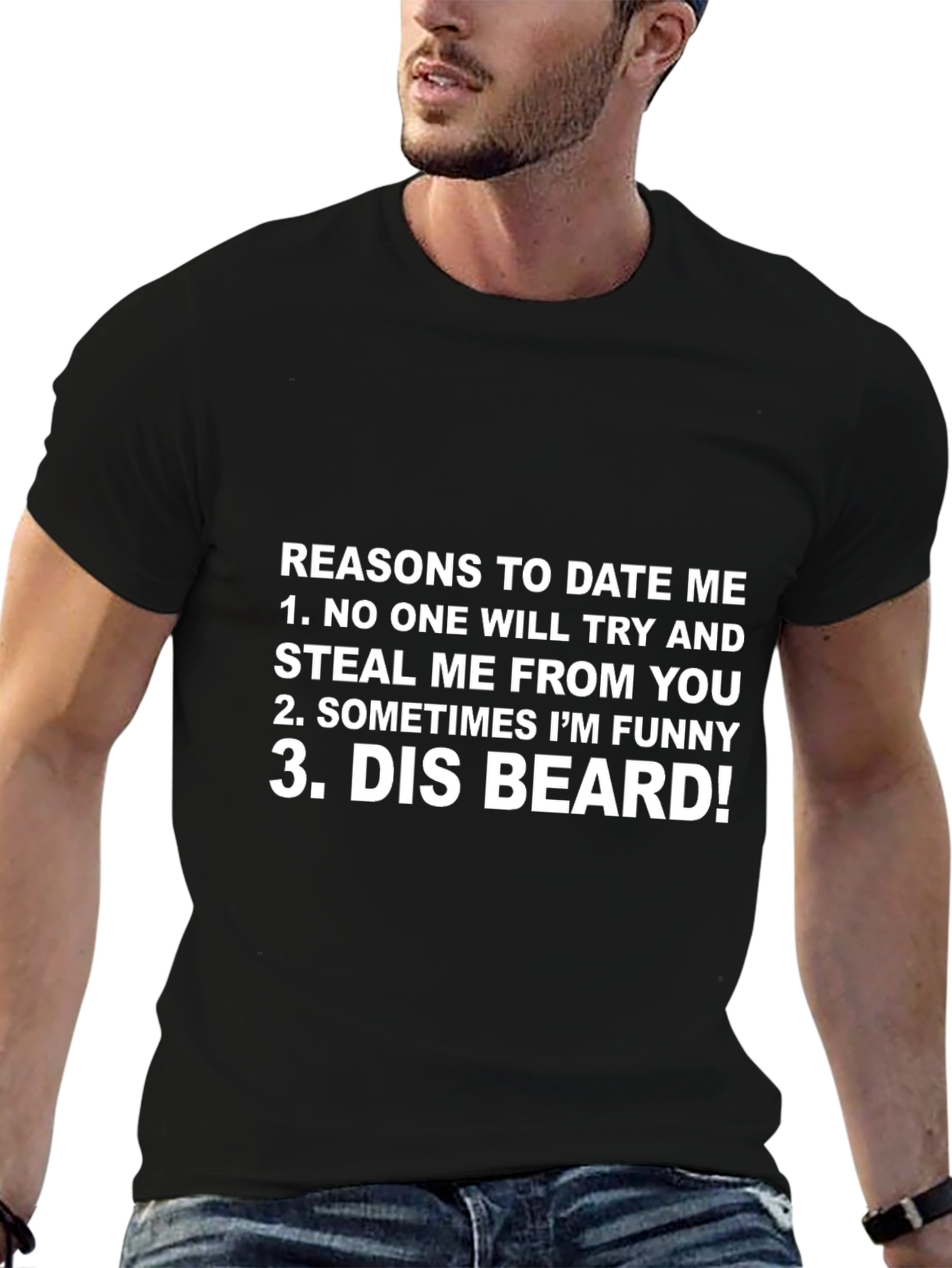 Black Reasons to Date Me T-Shirt - Funny, Unique Design view 6