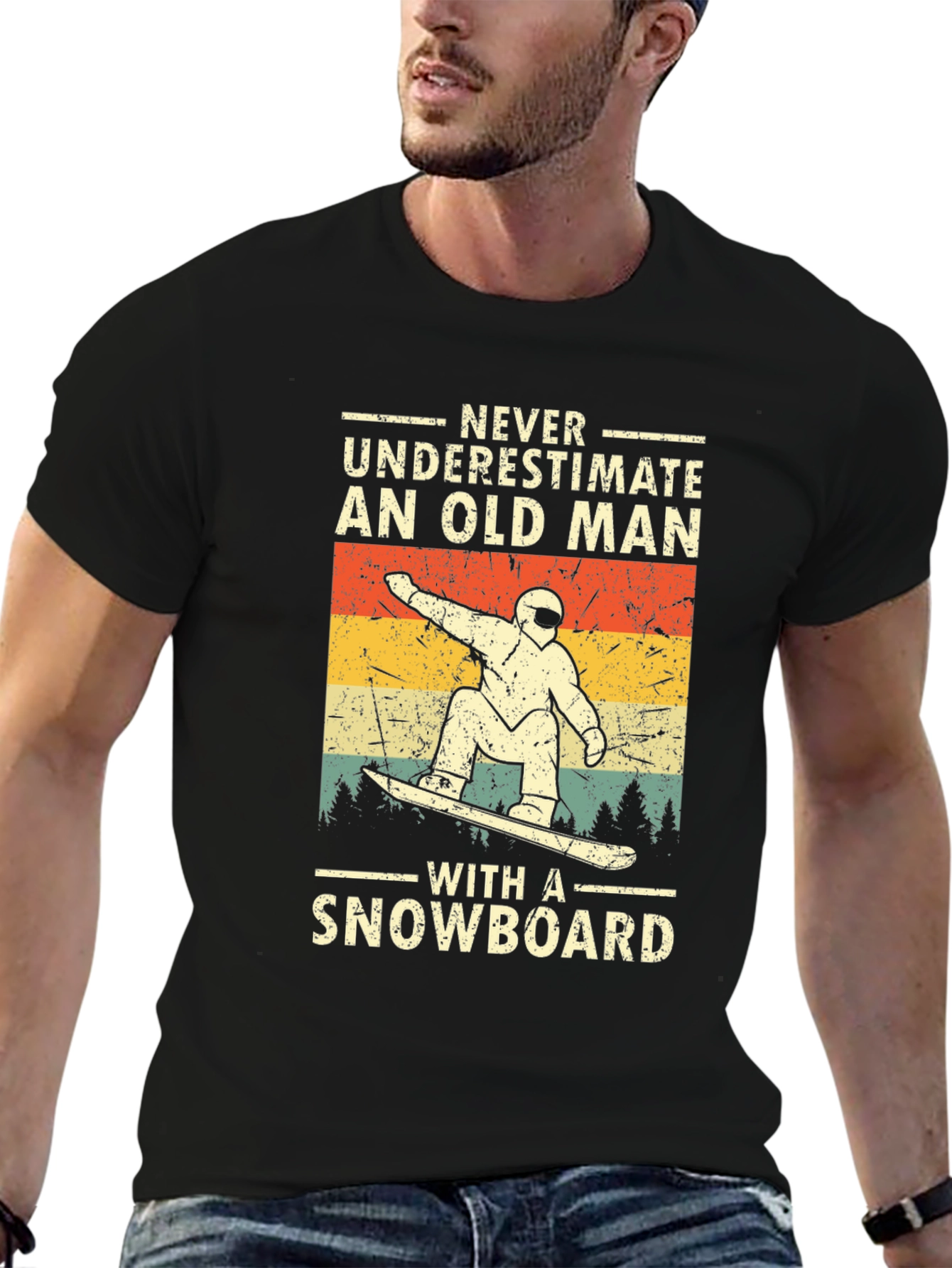 Black Old Man Snowboard T-Shirt view 6