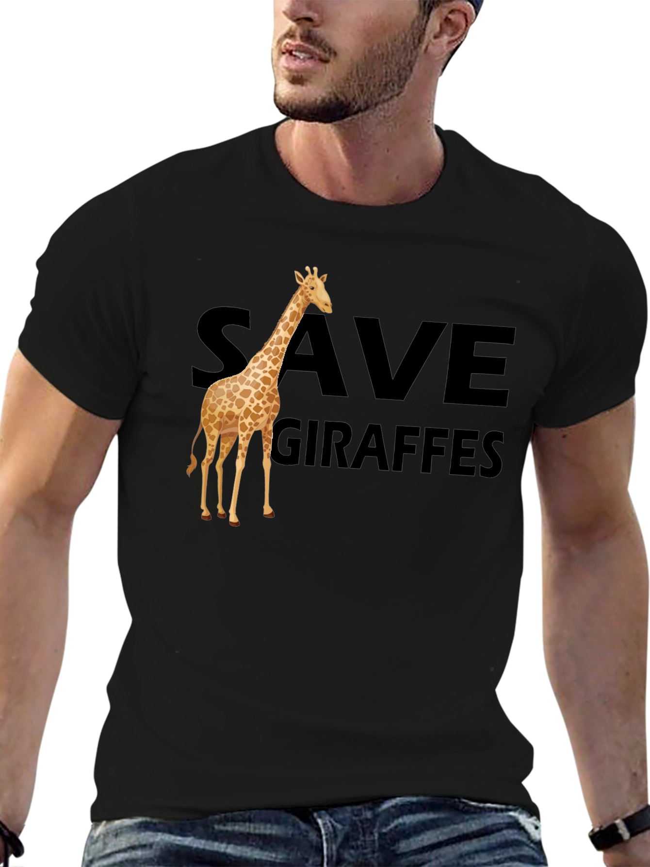 Black Save Giraffes T-Shirt - Animal Lover Tee view 6