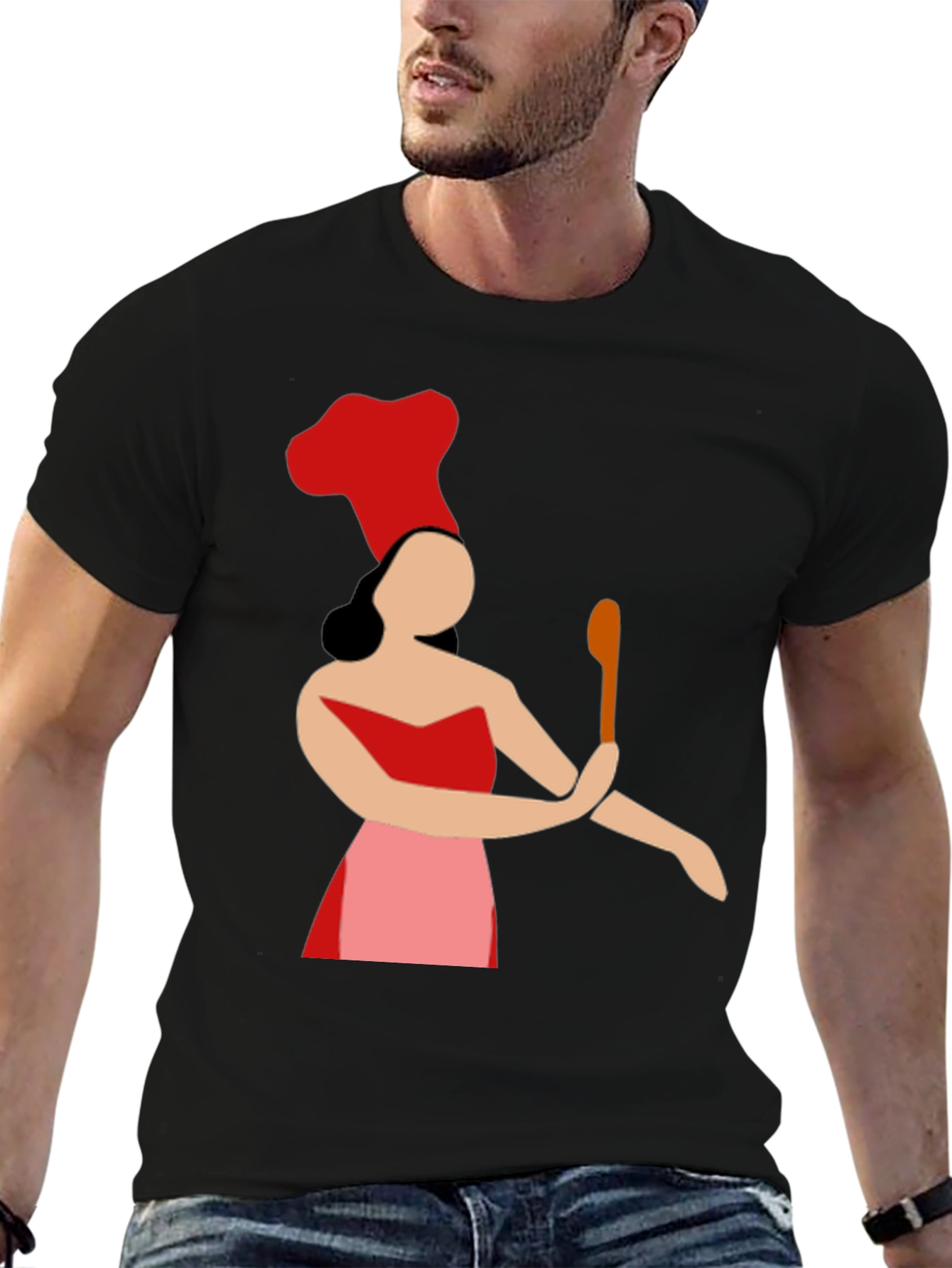 Black Chef Woman Graphic Tee - Novelty Cook T-Shirt view 6